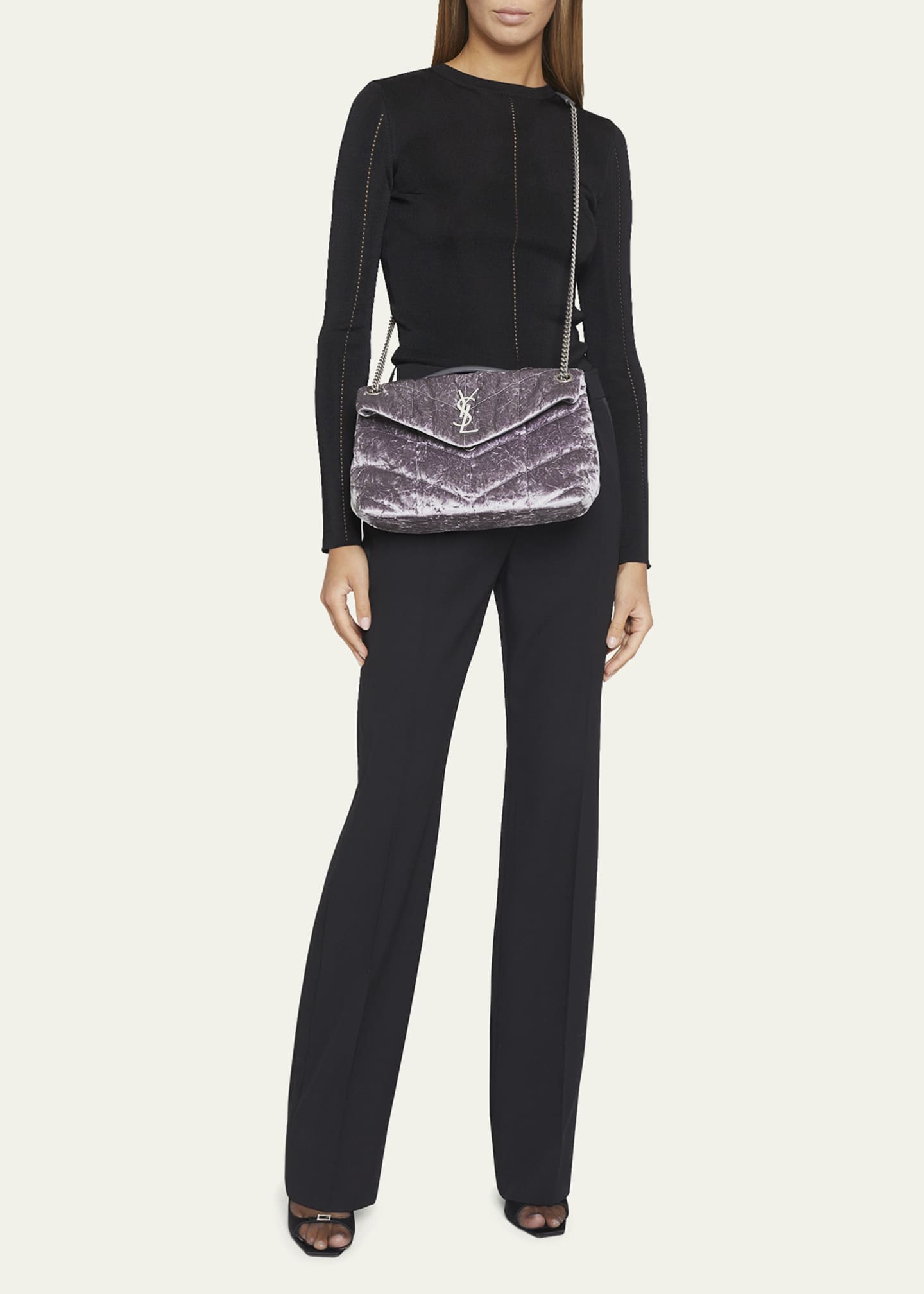 Saint Laurent Loulou Small YSL Puffer Velvet Chain Shoulder Bag Bergdorf Goodman