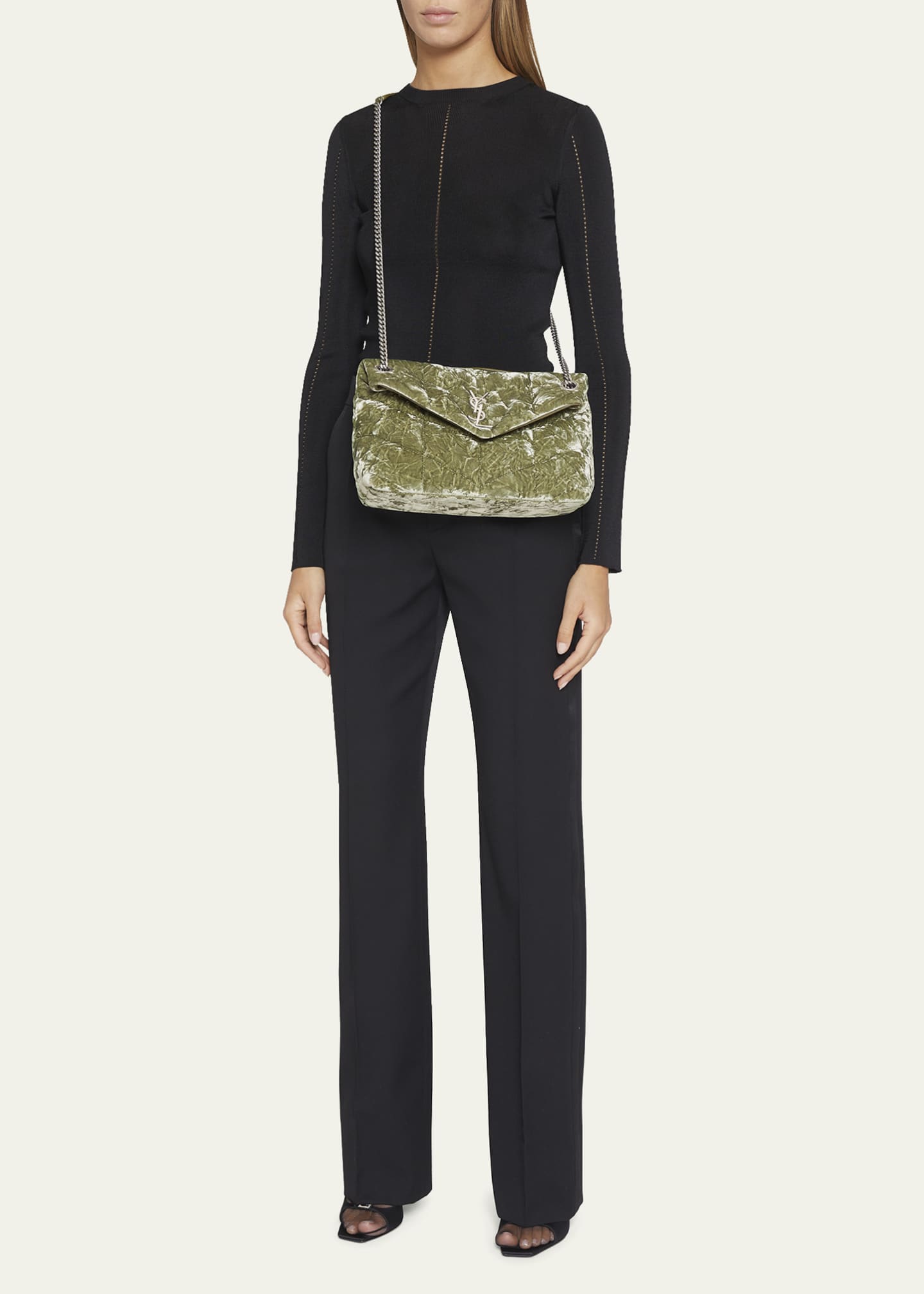 Saint Laurent Loulou Small YSL Puffer Velvet Chain Shoulder Bag - Bergdorf  Goodman