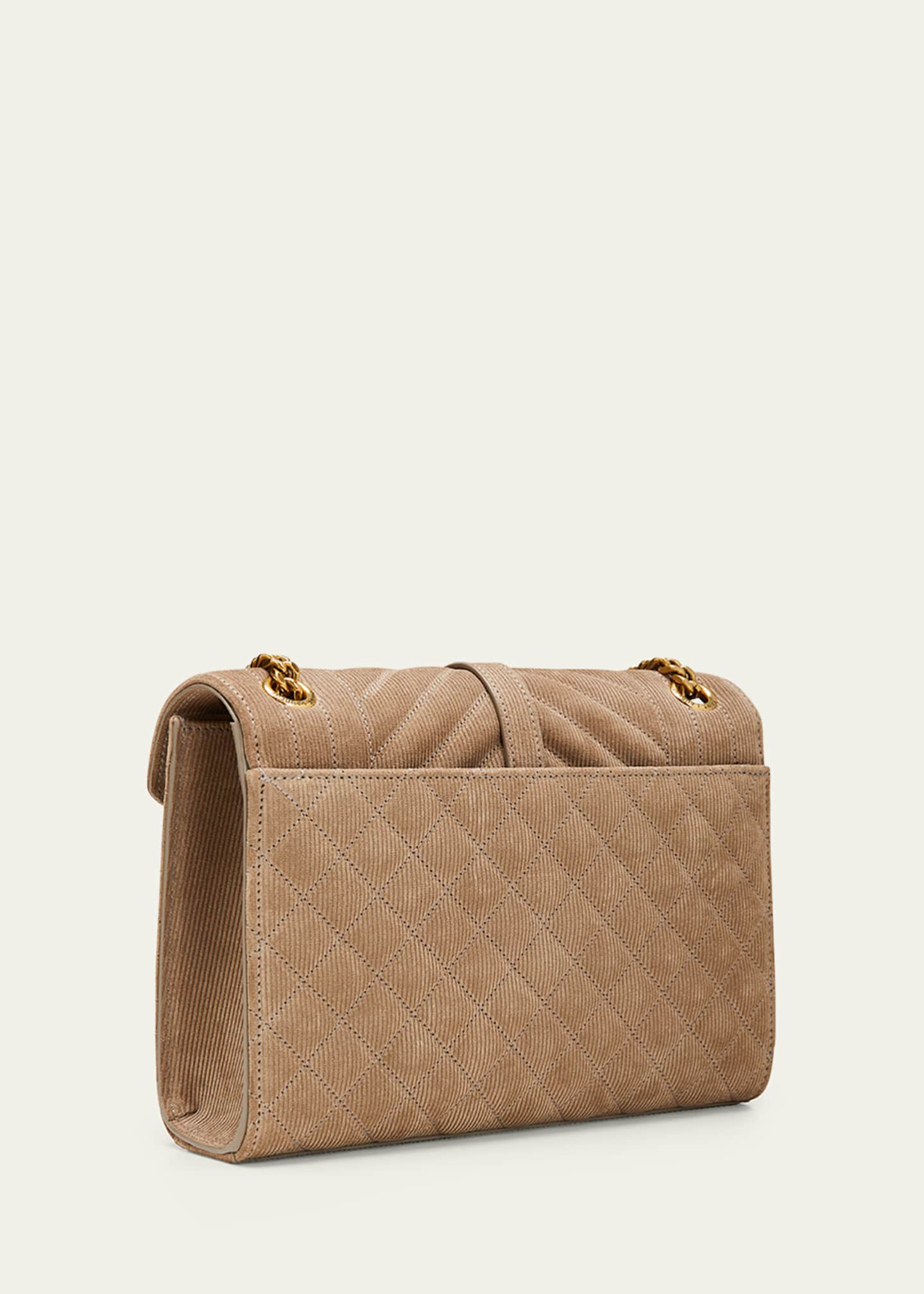 Saint Laurent YSL Small Triquilt Suede Crossbody Bag