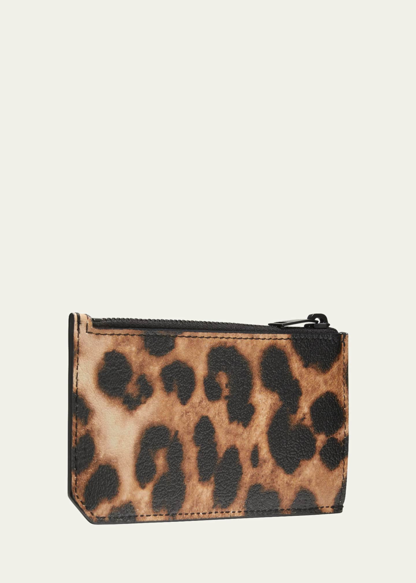 Saint Laurent Leopard Print Leather Zip Wallet