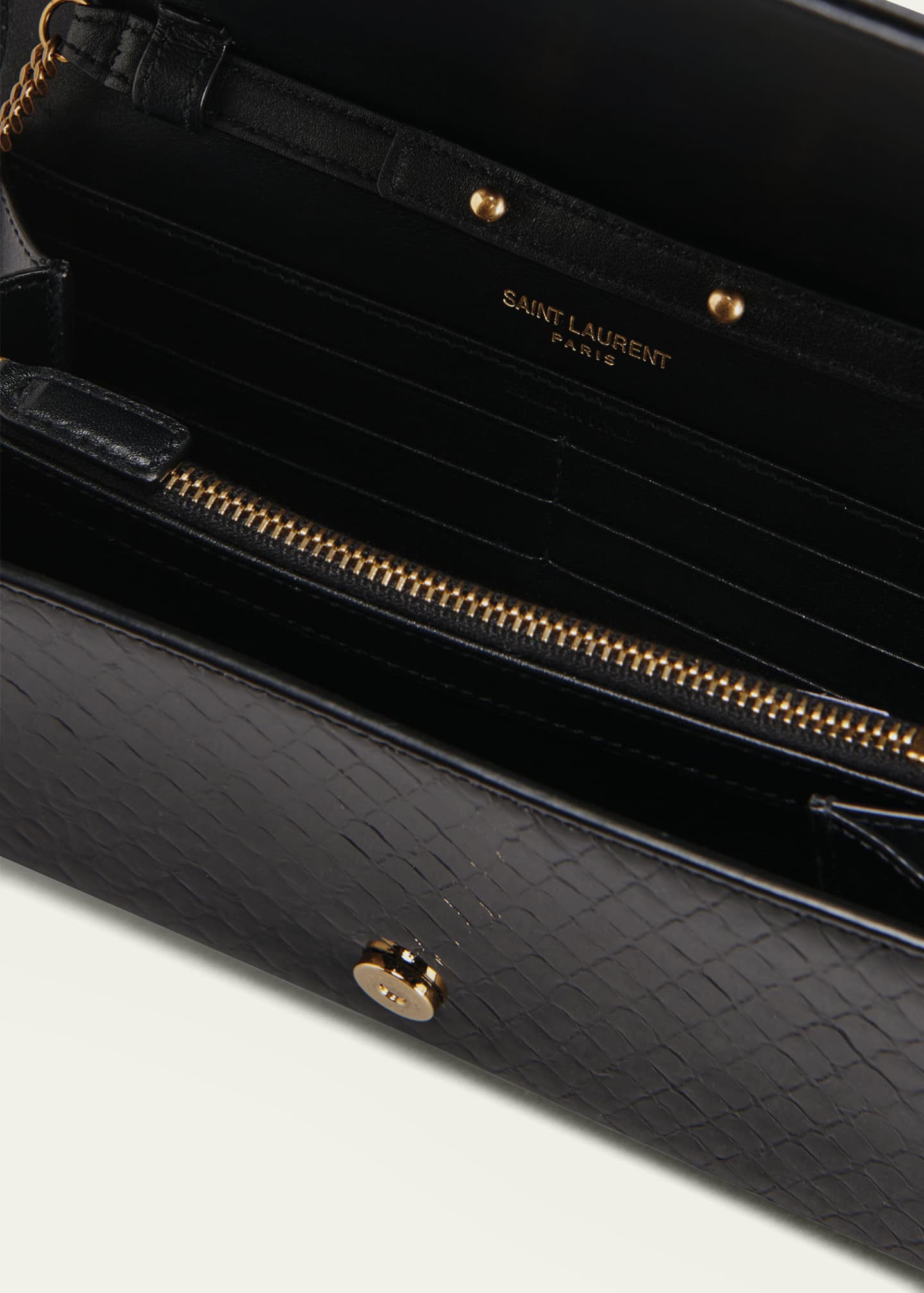 Saint Laurent YSL Glossy Python Wallet on Chain - Bergdorf Goodman