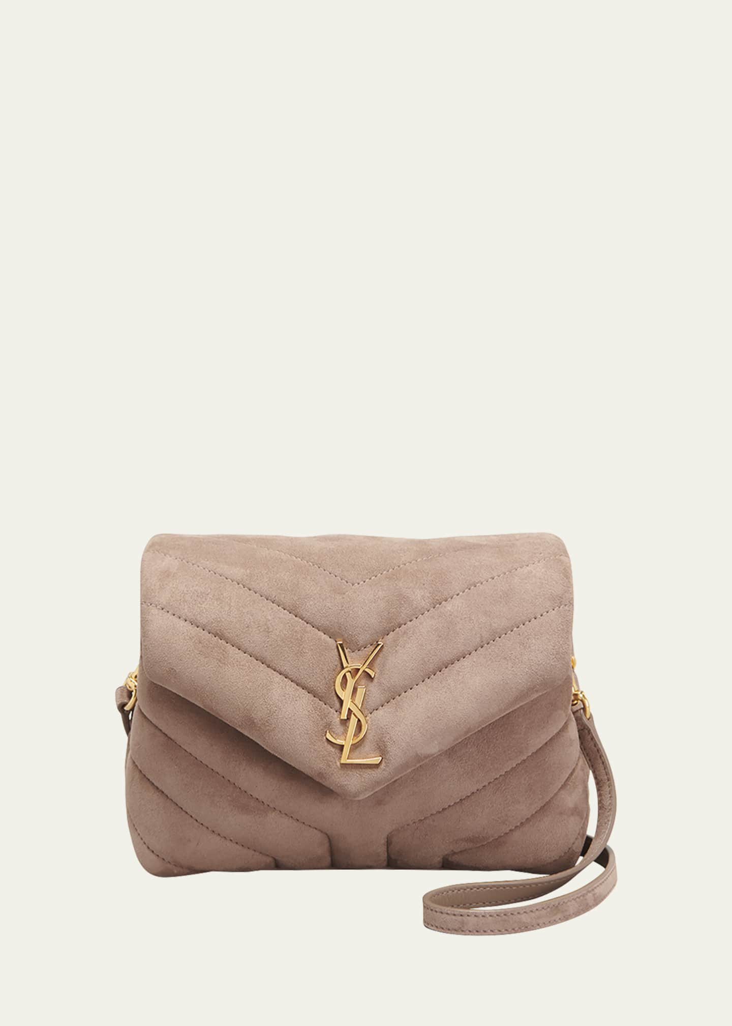 Saint Laurent Loulou Toy Quilted Suede Crossbody Bag