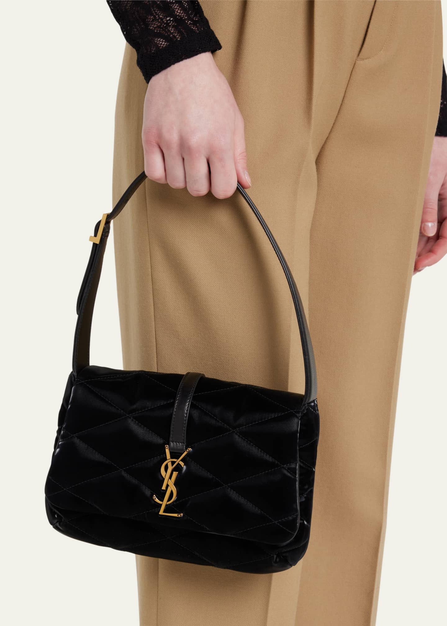 Saint Laurent Le 5 à 7 Quilted Velvet Shoulder Bag