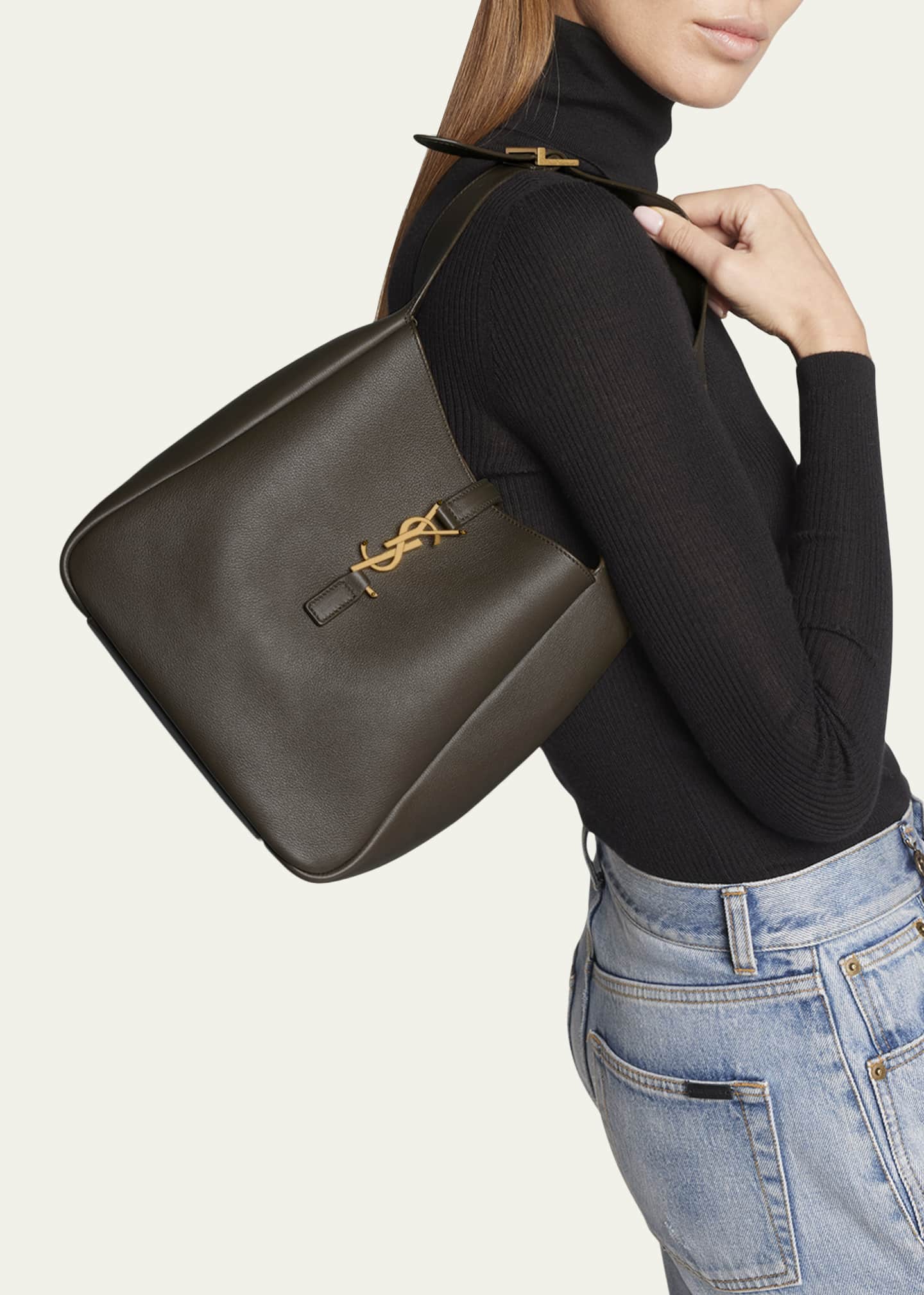 Saint Laurent Le 5 A 7 YSL Small Hobo in Smooth Supple Leather Image 2 of 6