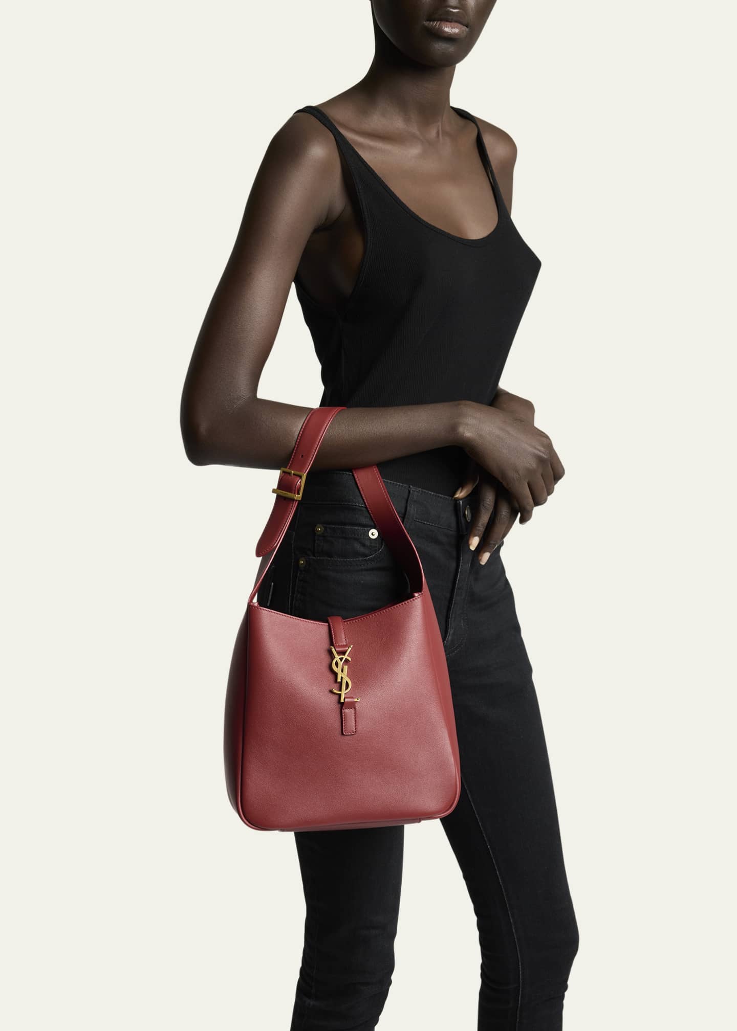 Saint Laurent Le 5 A 7 YSL Small Hobo in Smooth Supple Leather Image 2 of 6