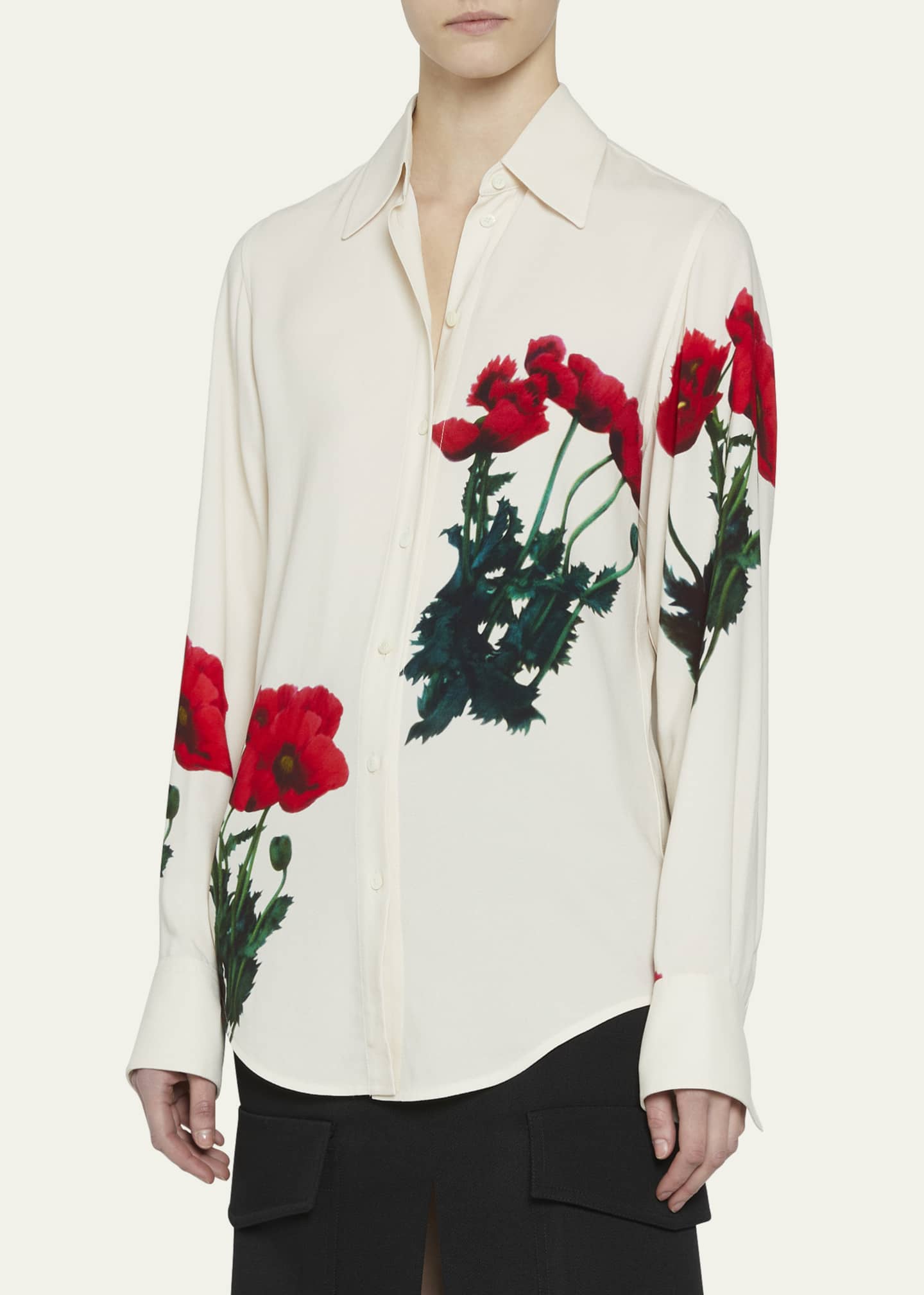 Victoria Beckham Floral-Print Collared Shirt - Bergdorf Goodman