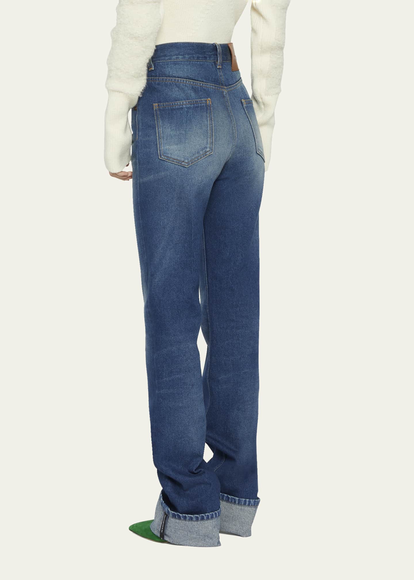 Victoria Beckham Julia StraightLeg Cuffed Jeans Bergdorf Goodman