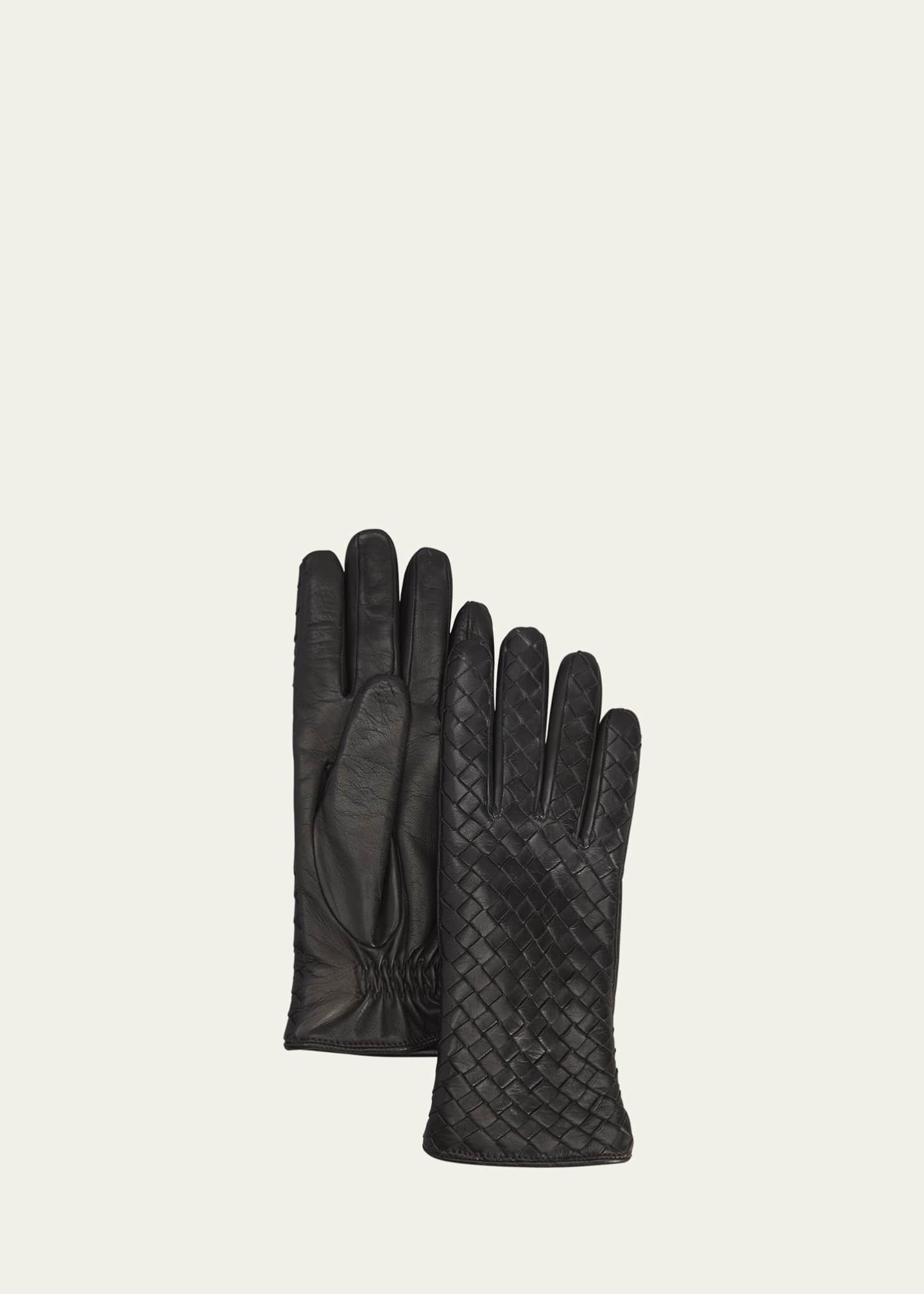 Bottega Veneta Woven Leather Cashmere Gloves Bergdorf Goodman