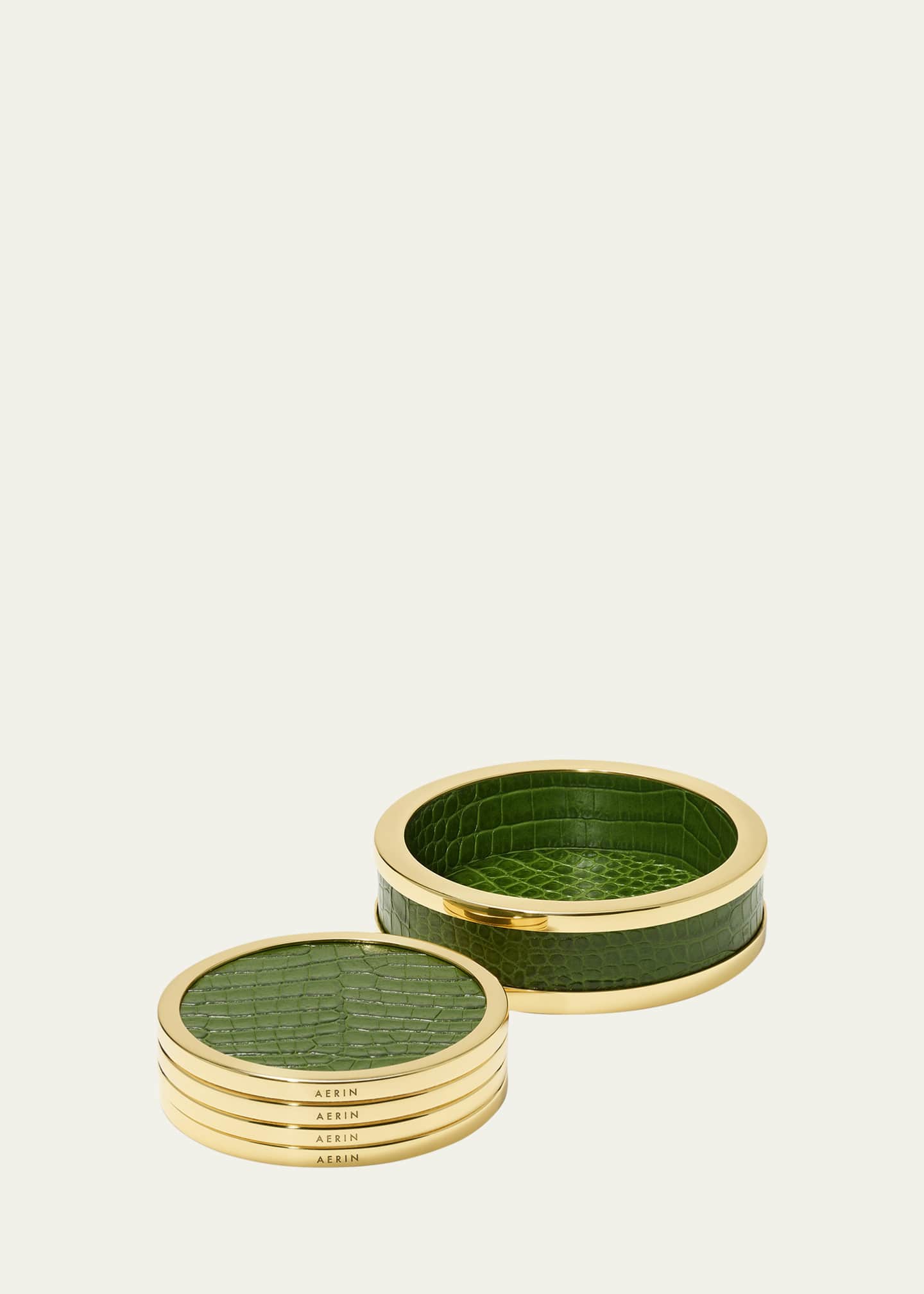 AERIN Classic Croc Leather Coasters, Set of 4 Bergdorf Goodman
