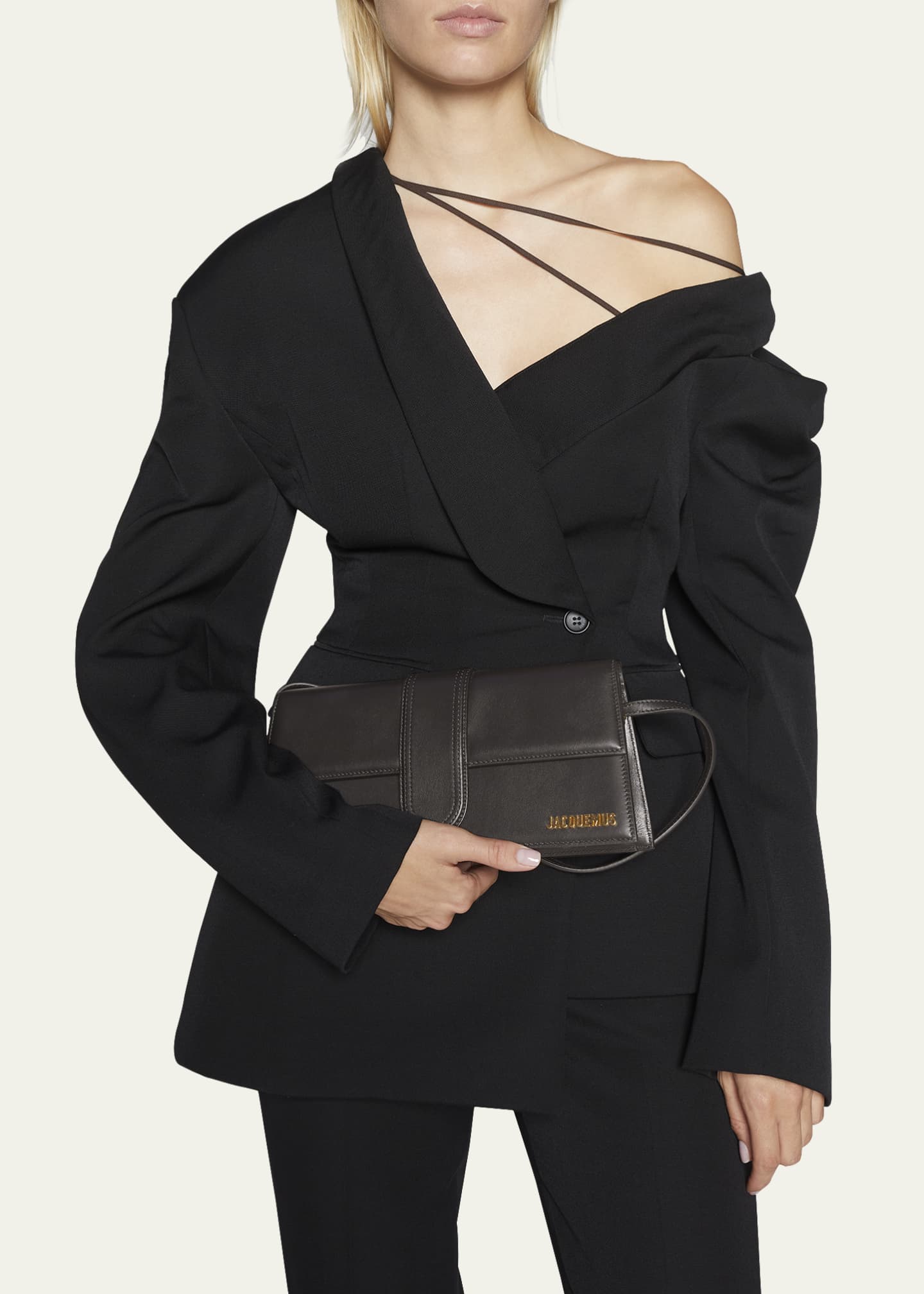Le Bambino Leather Shoulder Bag in Black - Jacquemus
