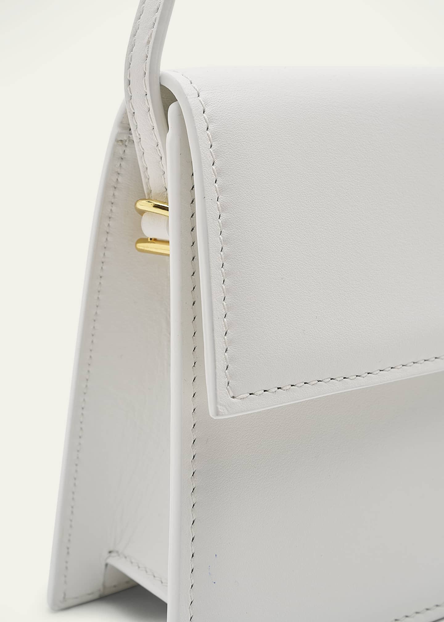 トートバッグ JACQUEMUS White Leather Long Le Bambino Shoulder Bag Le Bambino Long leather shoulder bag in white - Jacquemus