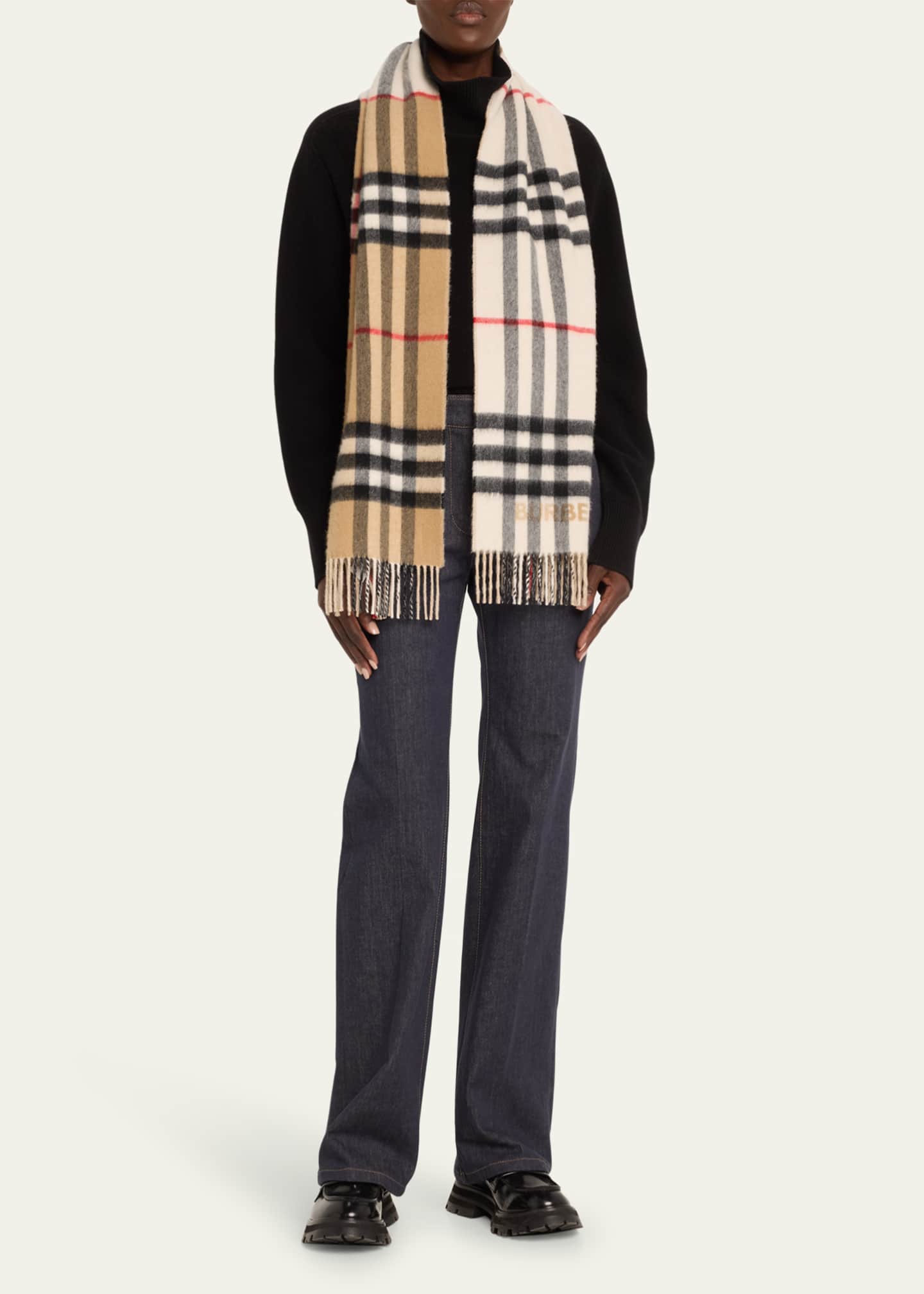 Burberry Bicolor Check Cashmere Scarf Image 2 of 4