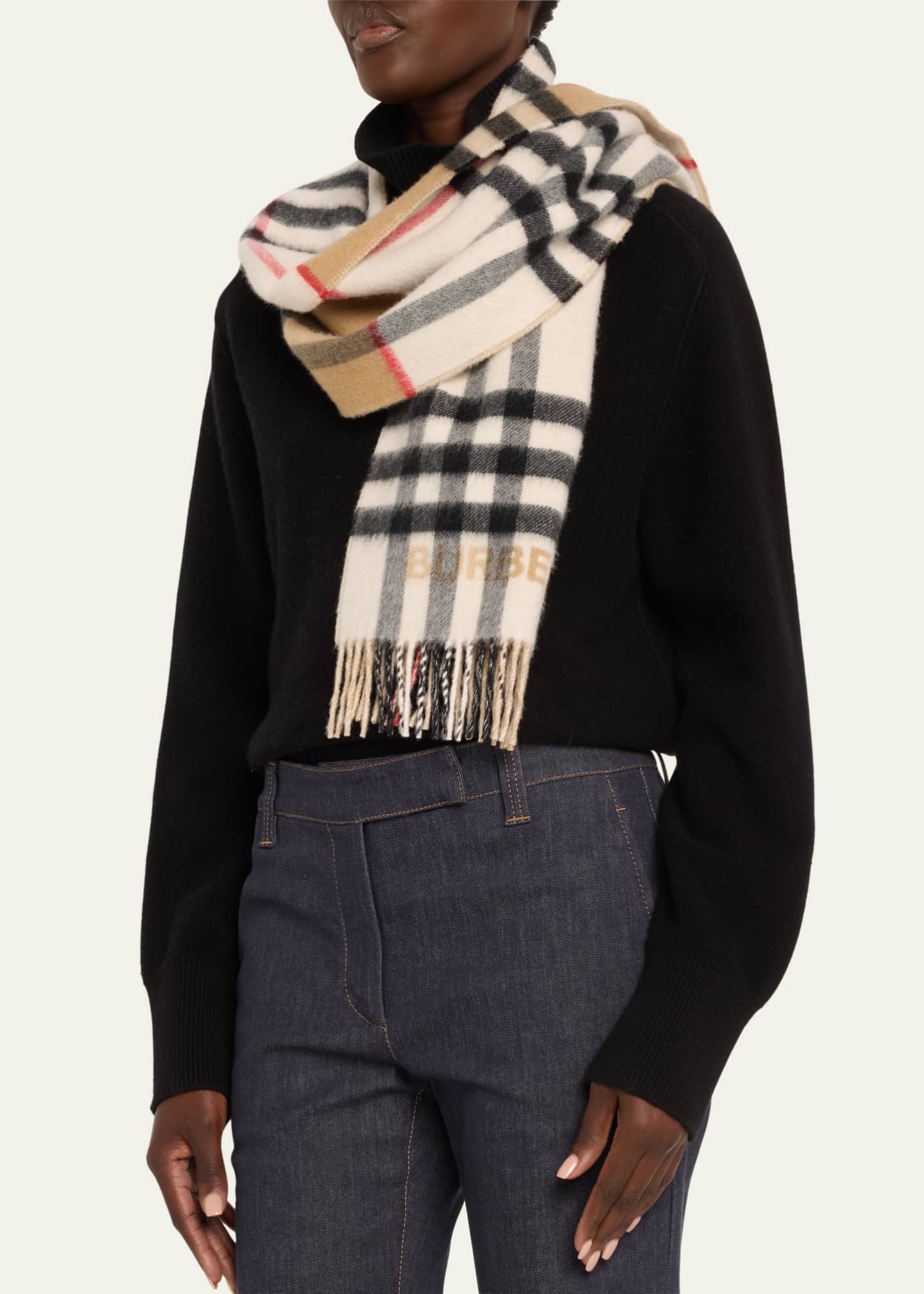 Burberry Bicolor Check Cashmere Scarf Image 3 of 4
