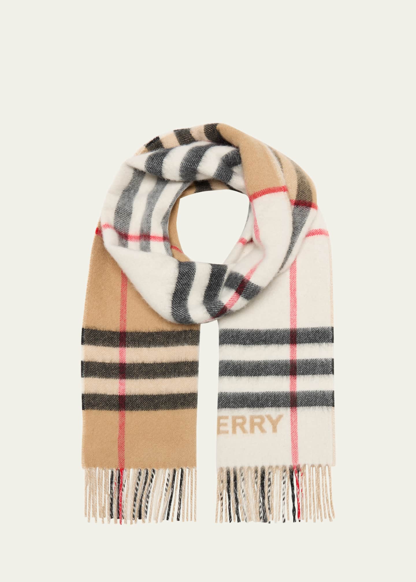 Burberry Bicolor Check Cashmere Scarf Image 1 of 4