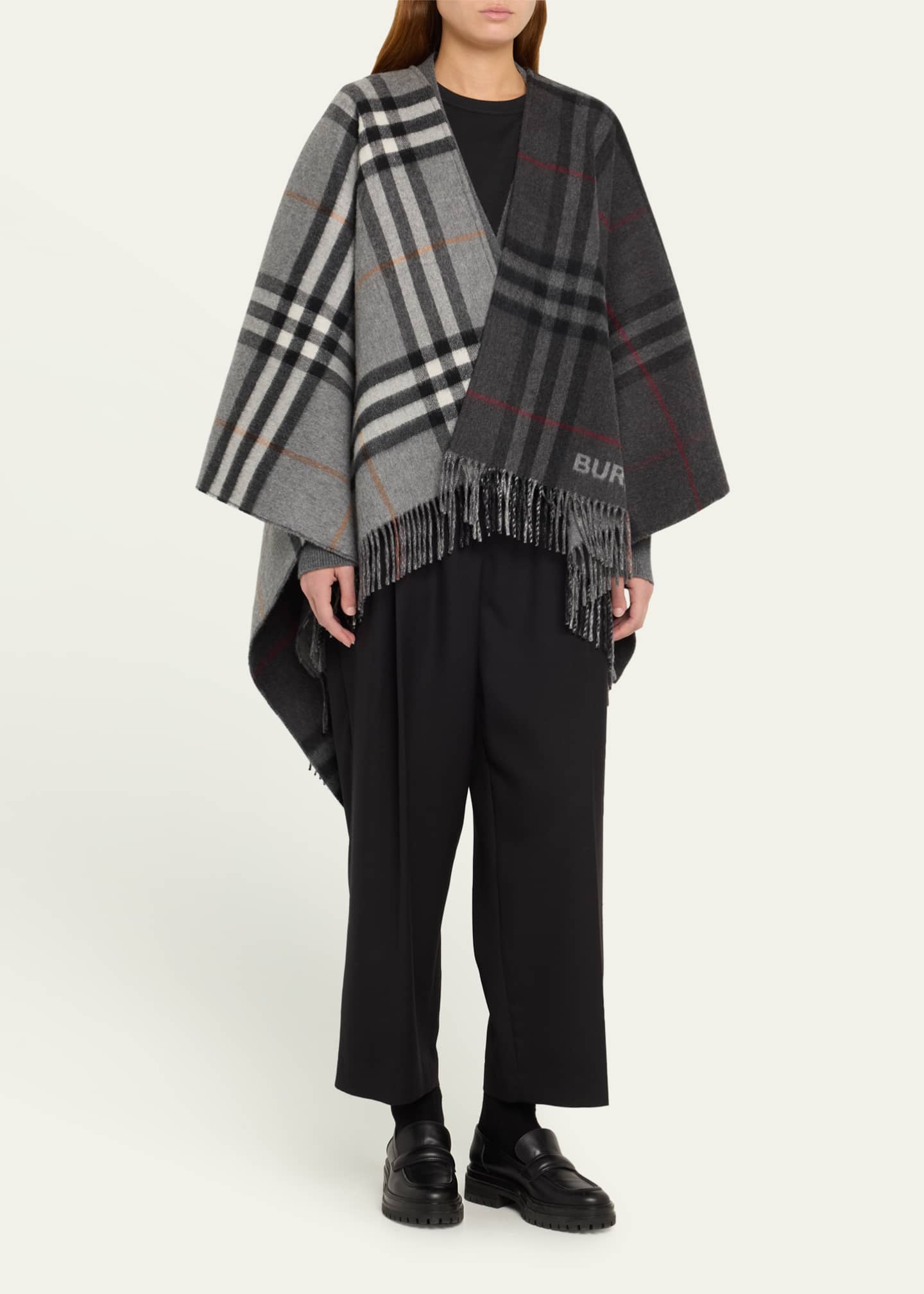 Burberry Giant Check Logo Cashmere-Blend Cape Image 4 of 5