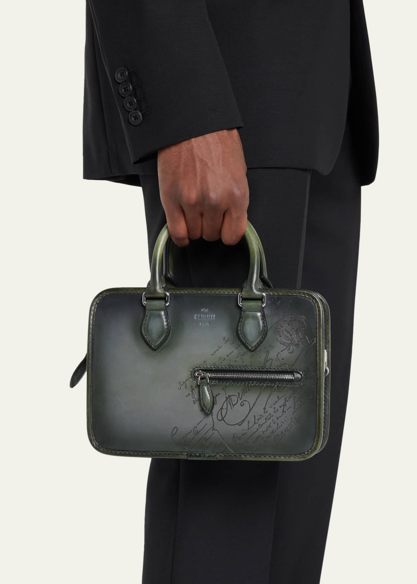 Berluti Men's Un Jour Scritto Leather Mini Briefcase - Bergdorf Goodman