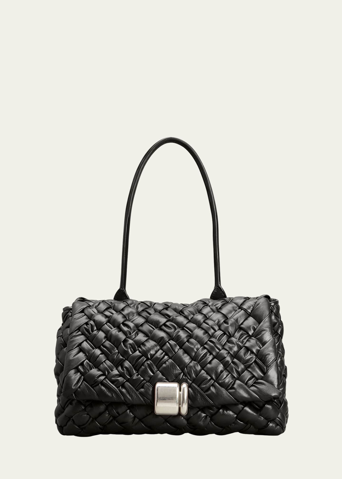Bottega veneta black on sale woven leather bag