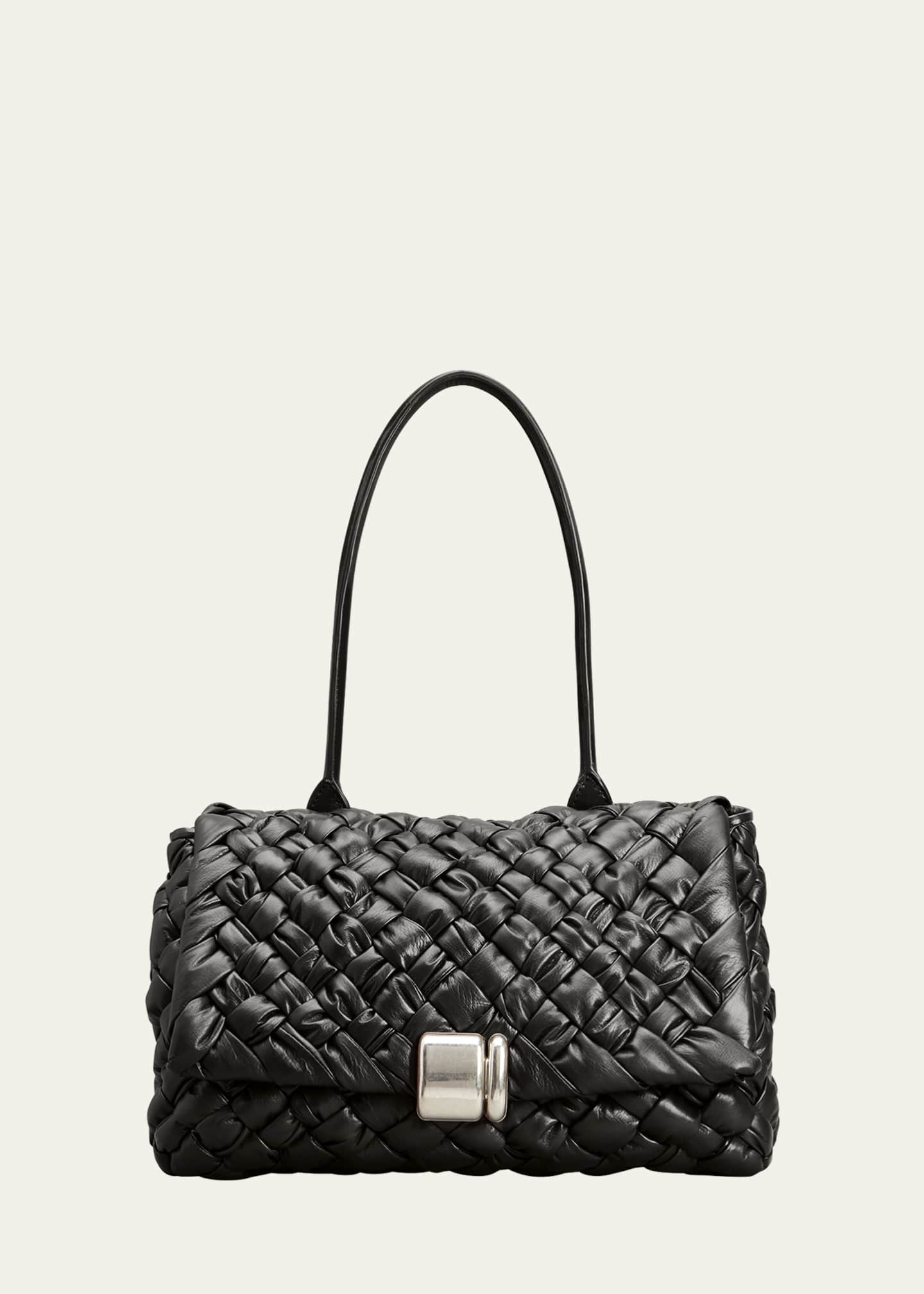 Cassette mini padded intrecciato leather shoulder bag