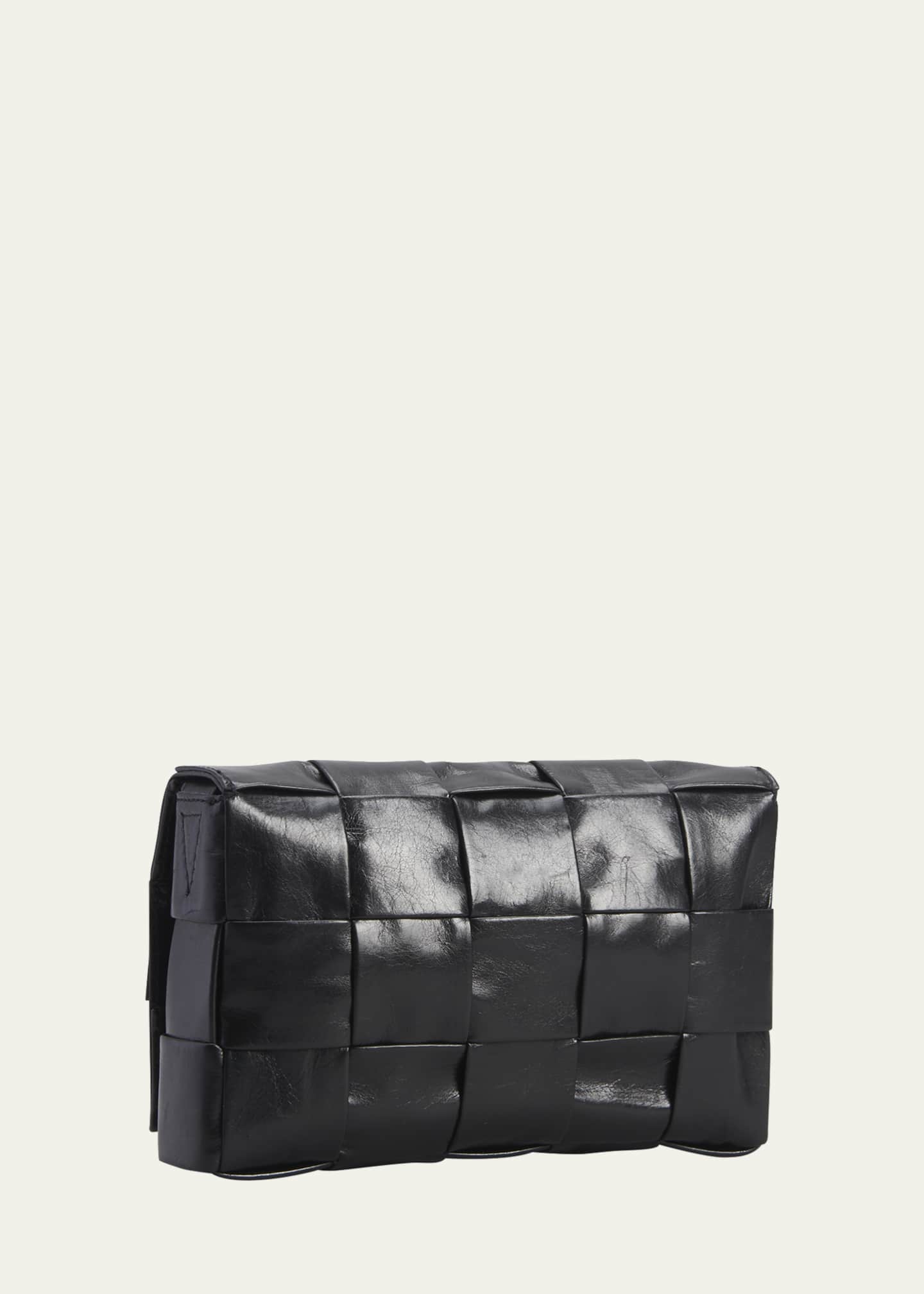 Cassette Mini Leather Crossbody Bag in Black - Bottega Veneta