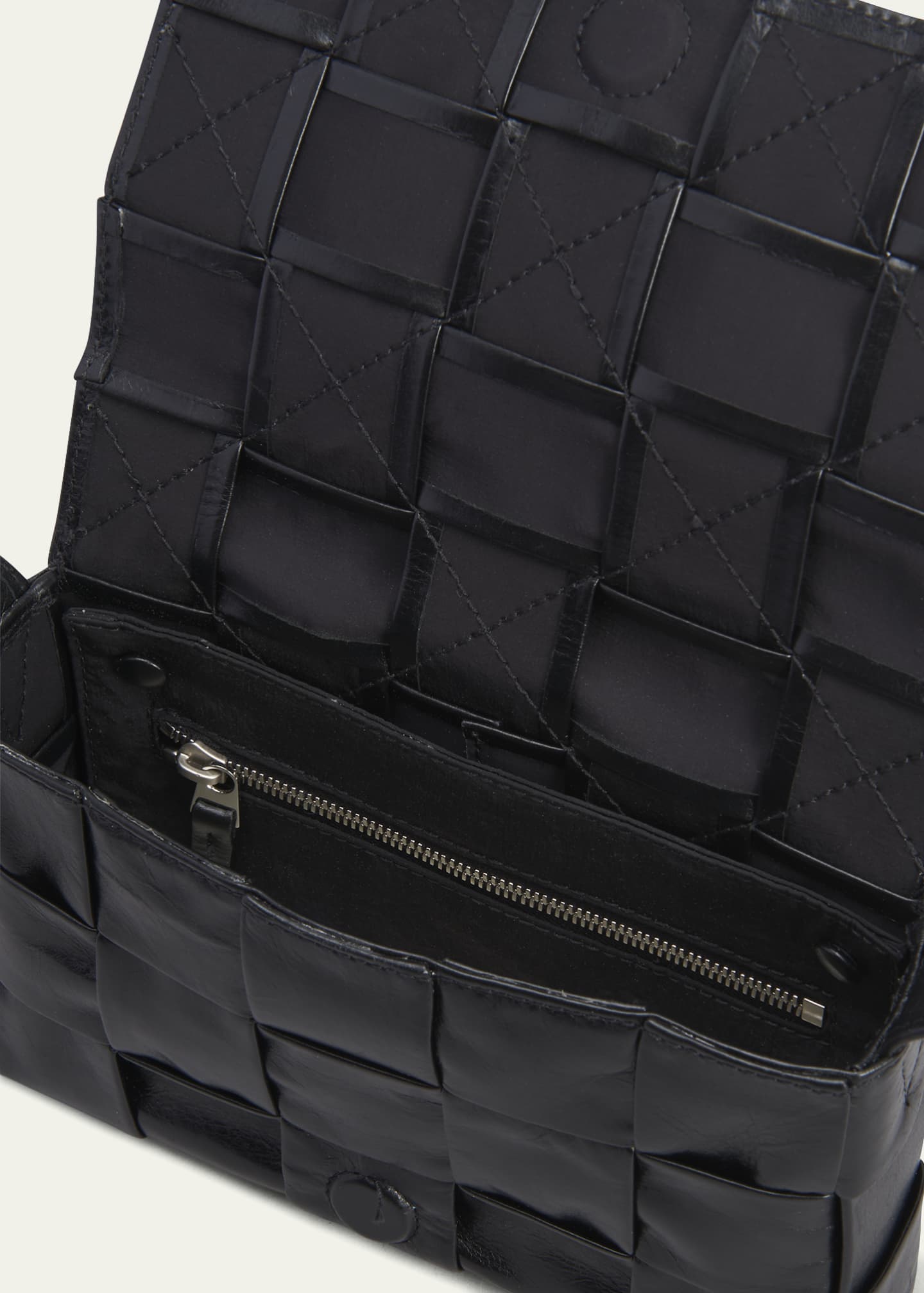Black Cassette mini Intrecciato-leather cross-body bag, Bottega Veneta