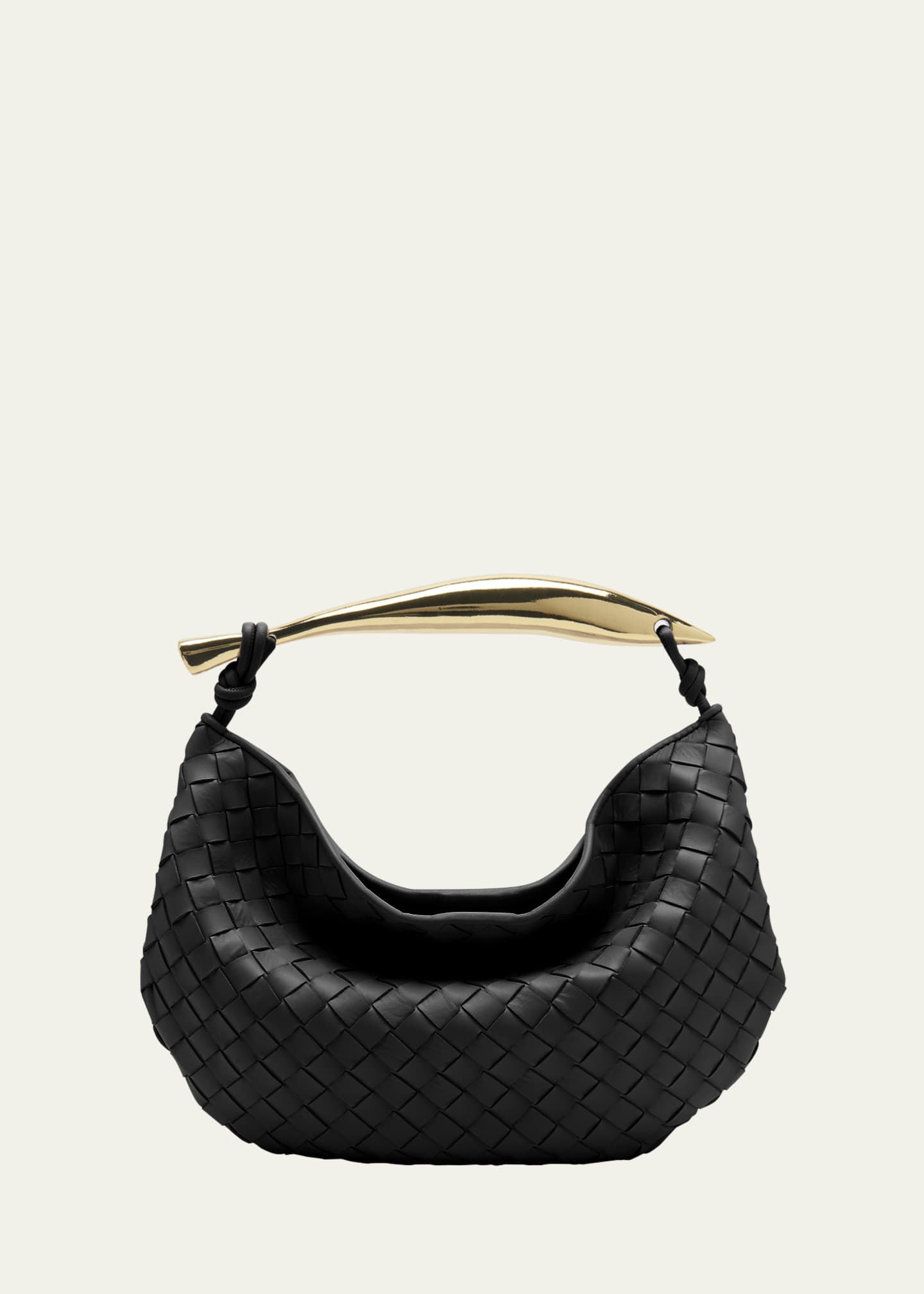 Sardine Small Leather Tote Bag in Black - Bottega Veneta