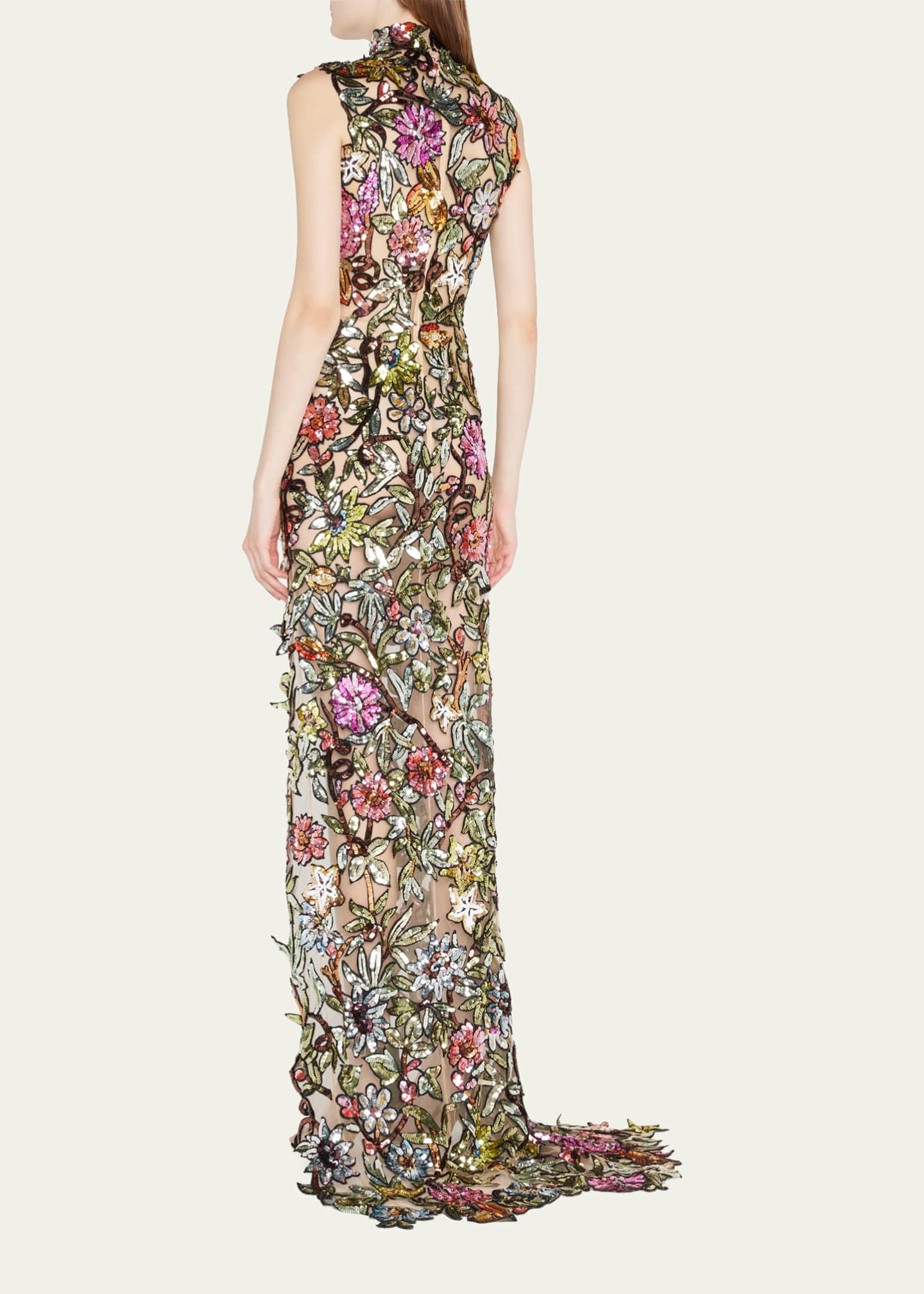 Oscar de la Renta Floral Sequin Embroidered Gown - Bergdorf Goodman