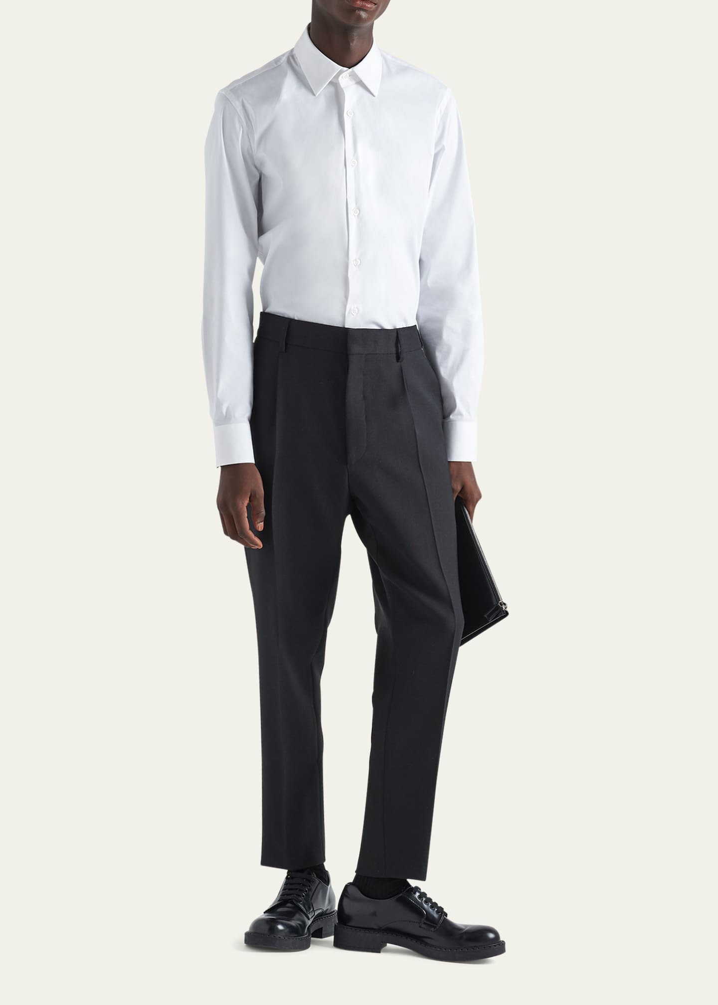 Prada Men's Classic Stretch Poplin Sport Shirt Image 2 of 5