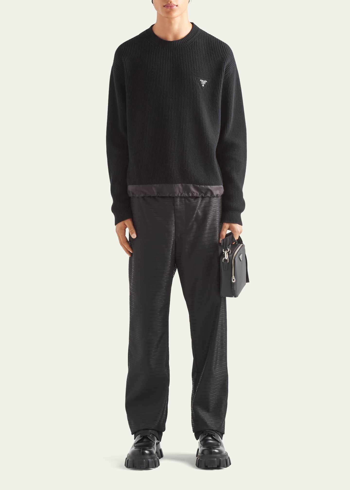 Prada Men's Re-Nylon Tonal Logo Pants