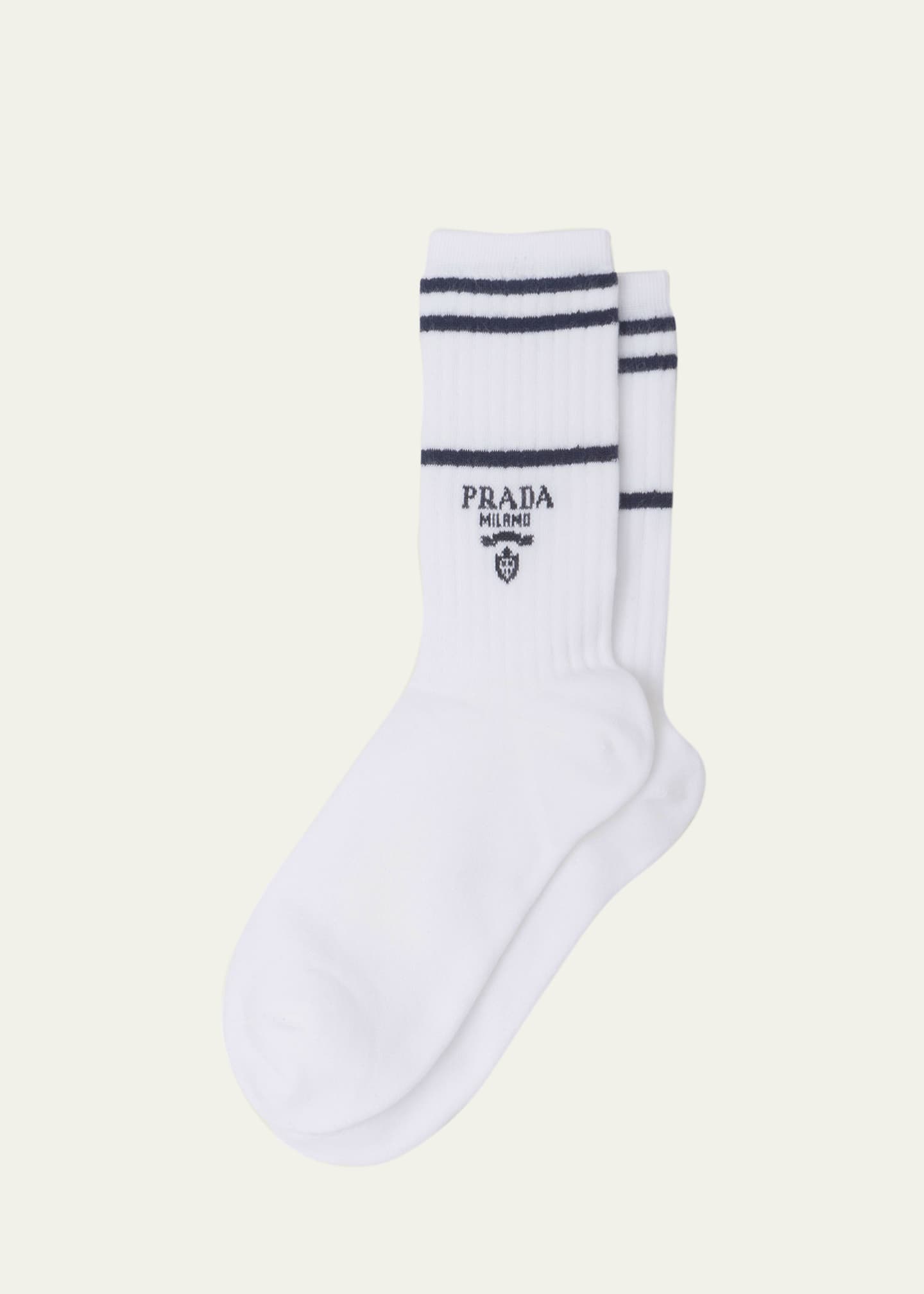 Prada Men's Logo Crew Socks Image 1 of 2