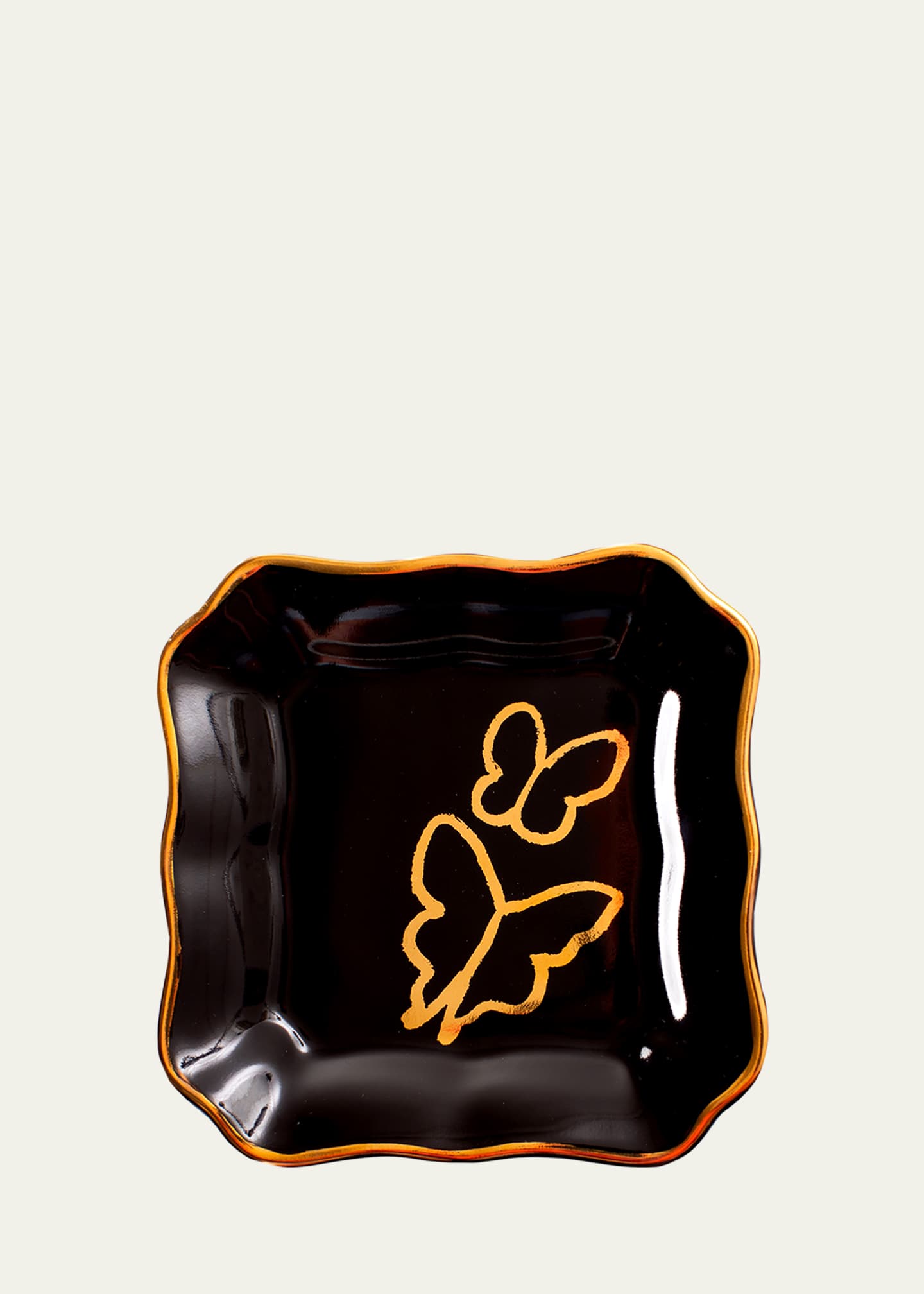 Hunt Slonem Butterfly Portrait Plate with Gold Rim - Black - Bergdorf ...