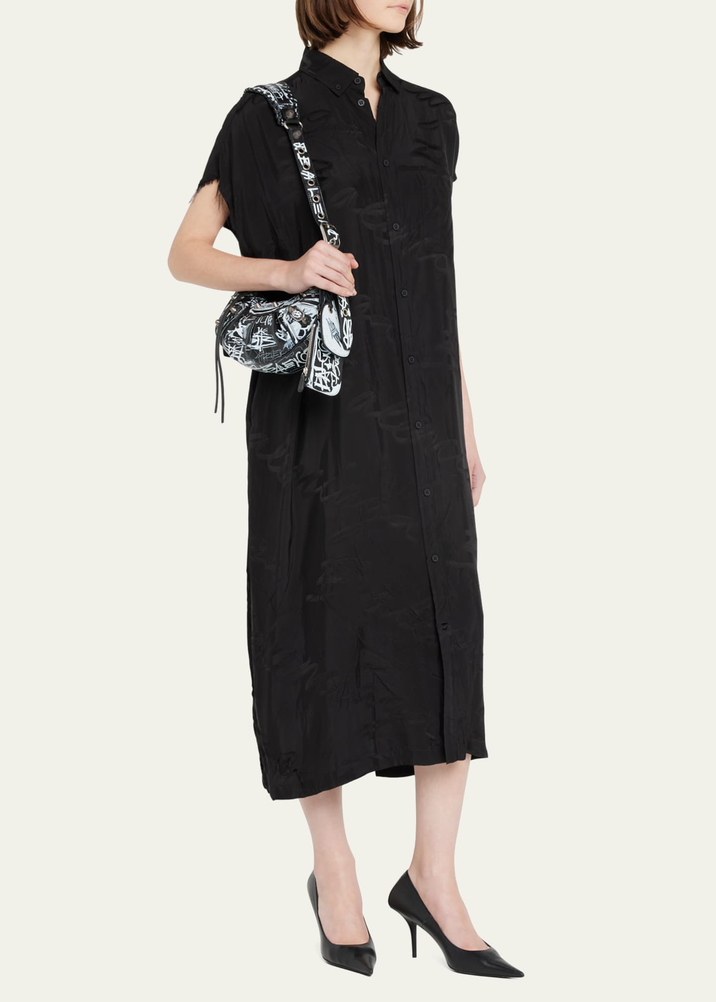 Balenciaga Le Cagole XS Graffiti Lambskin Shoulder Bag