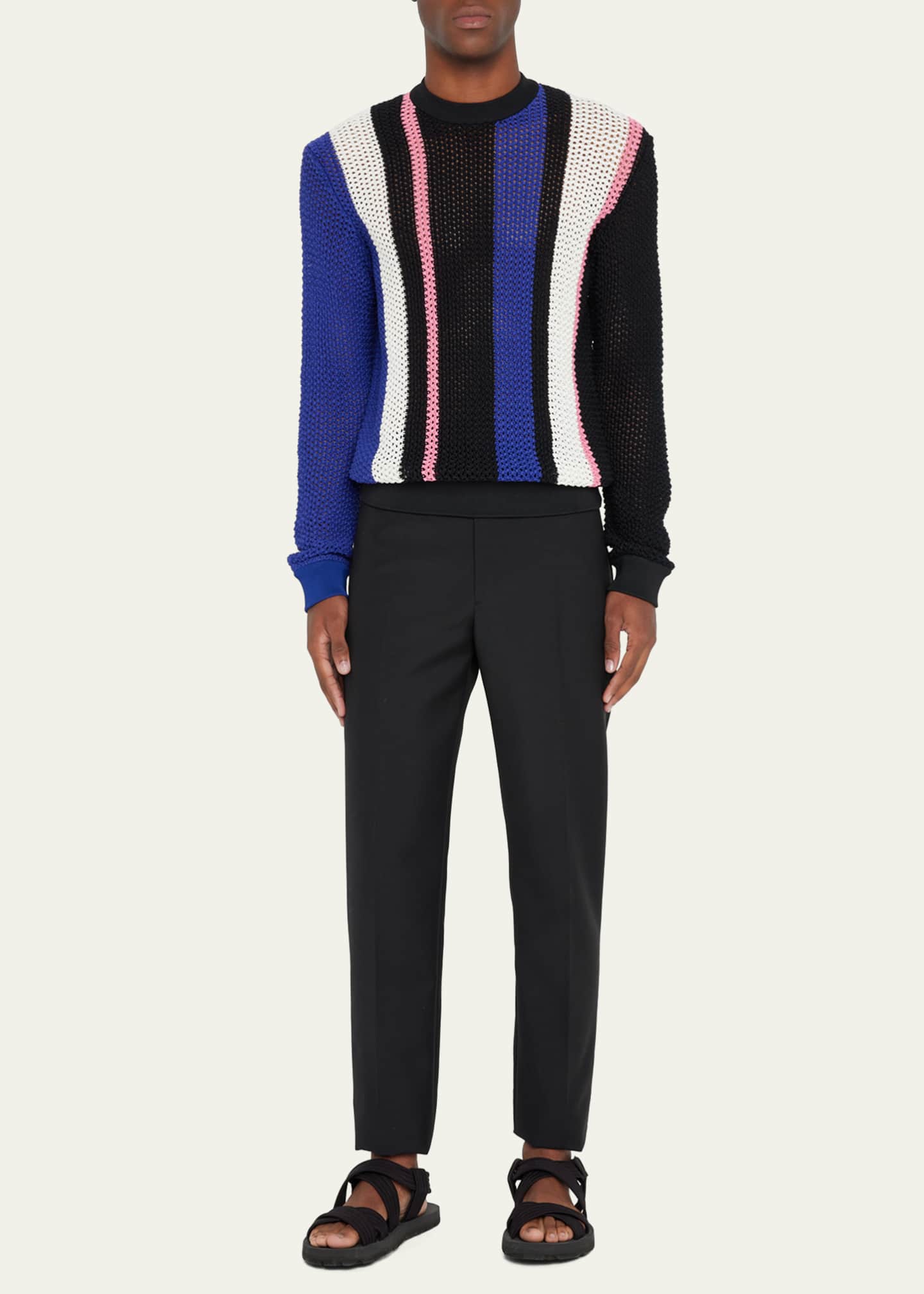 3.1 Phillip Lim Men's Block Stripe Pointelle Sweater Image 2 of 5