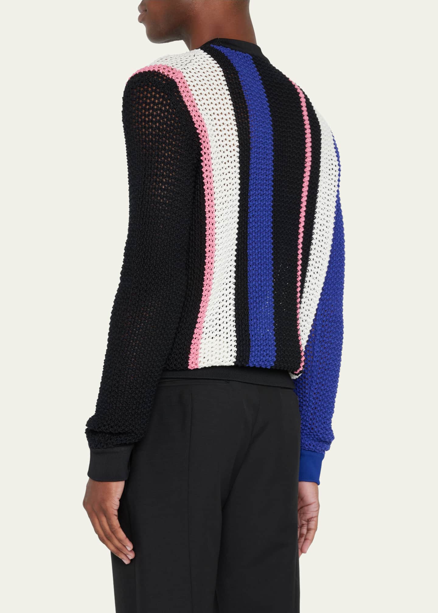 3.1 Phillip Lim Men's Block Stripe Pointelle Sweater Image 3 of 5