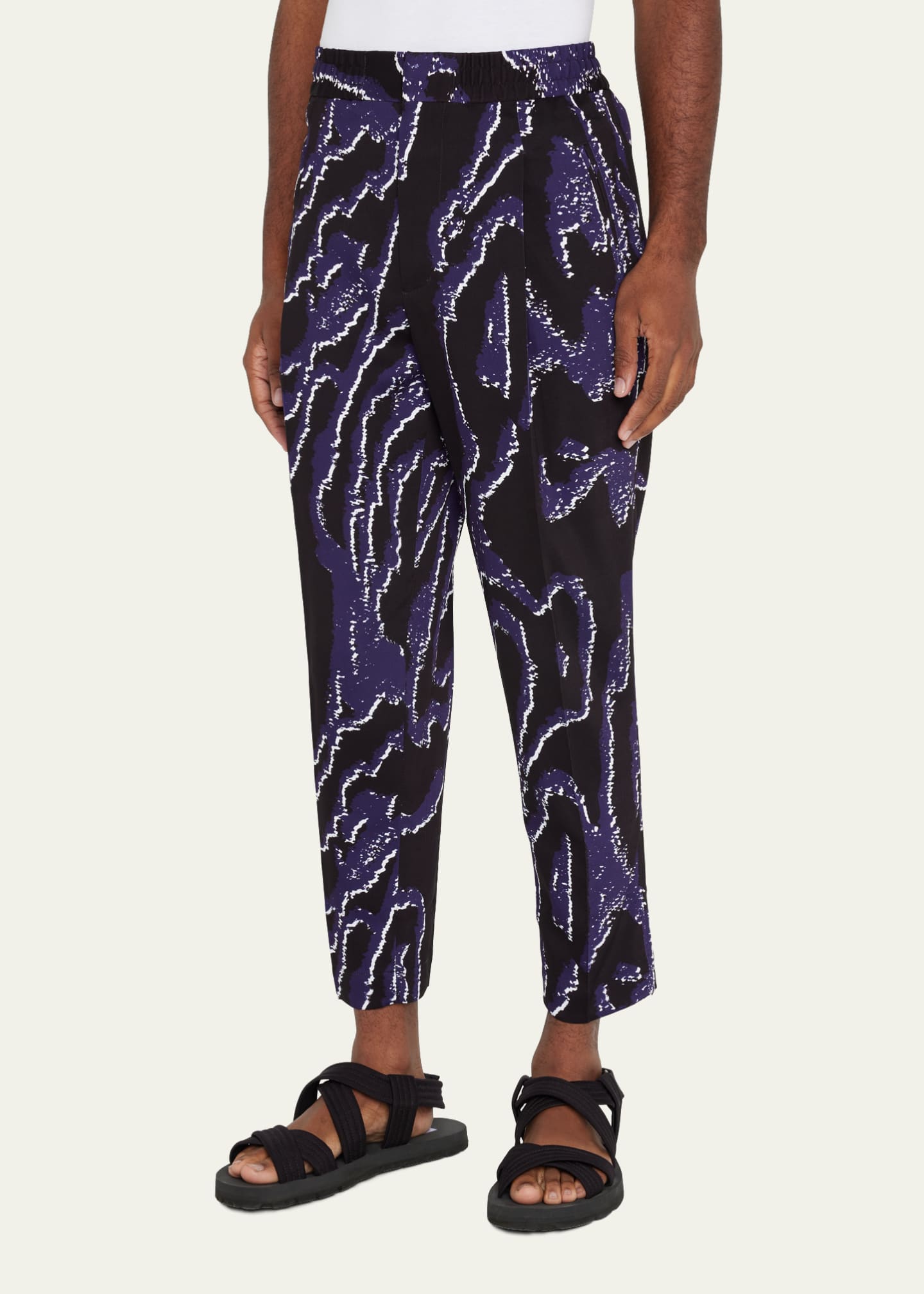 3.1 Phillip Lim Men's Wood Grain Elastic-Waist Pants Image 4 of 5