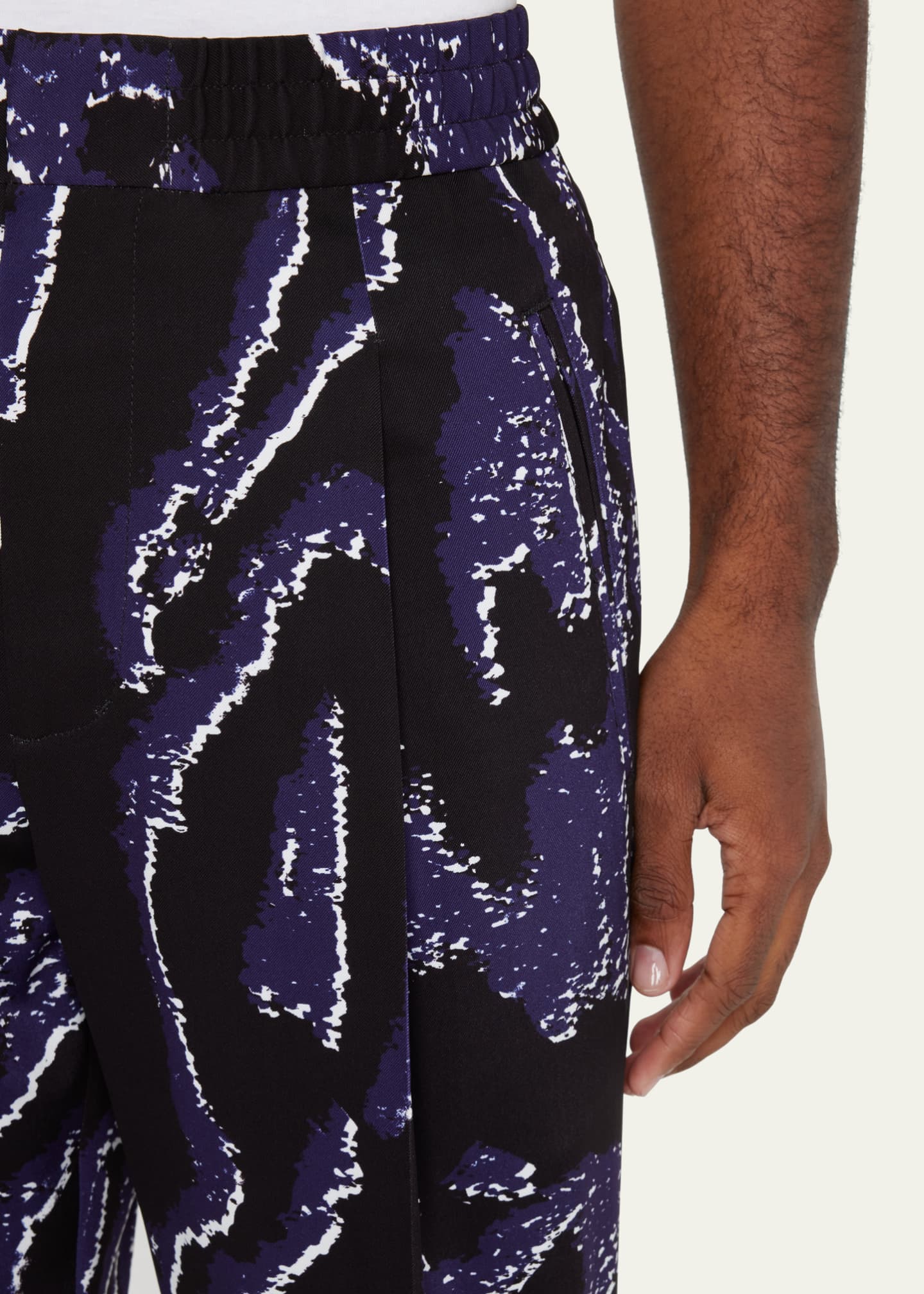3.1 Phillip Lim Men's Wood Grain Elastic-Waist Pants Image 5 of 5