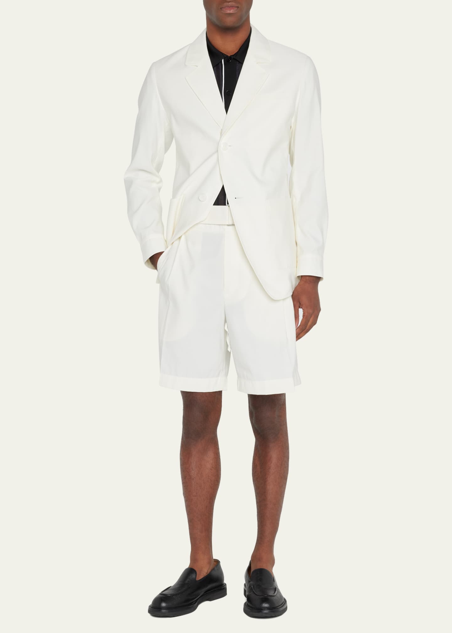 3.1 Phillip Lim Men's Pleated Self-Belt Tailored Shorts Image 2 of 5