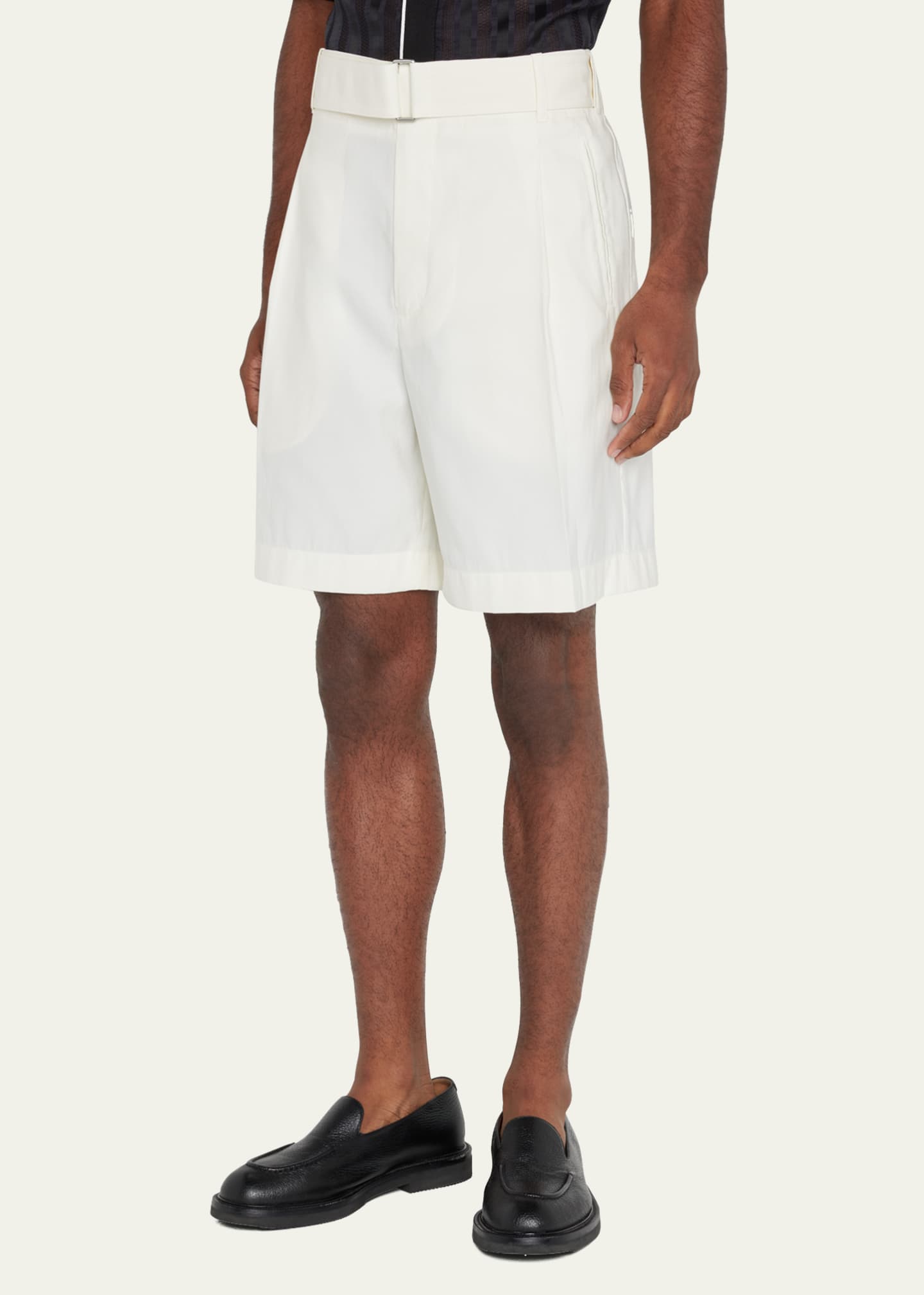 3.1 Phillip Lim Men's Pleated Self-Belt Tailored Shorts Image 4 of 5