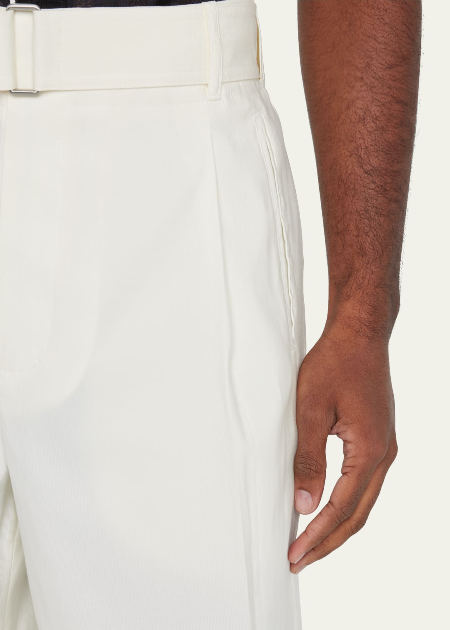3.1 Phillip Lim Men's Pleated Self-Belt Tailored Shorts Image 5 of 5