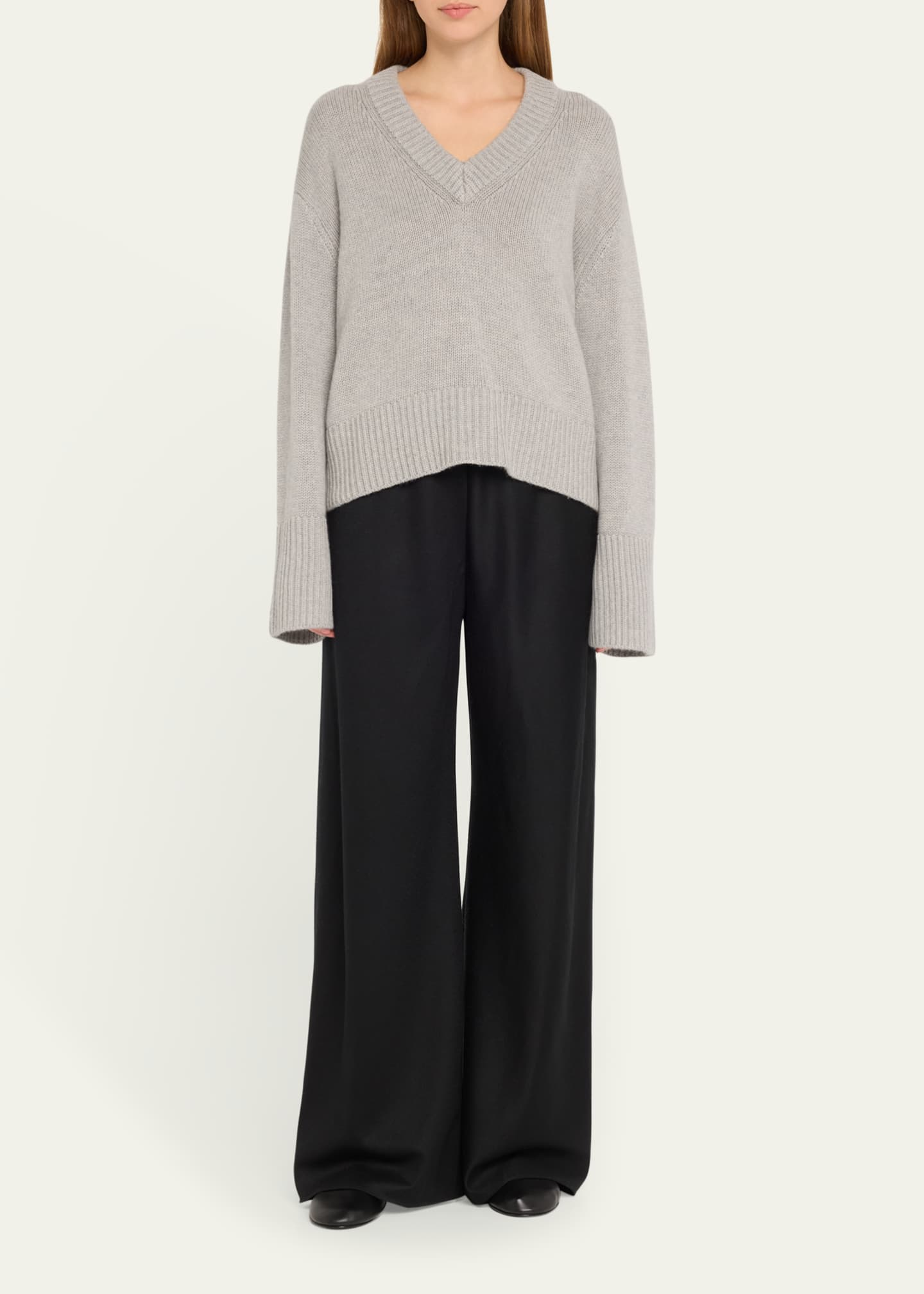 Lisa Yang Aletta V-Neck Cashmere Knit Sweater Image 2 of 5