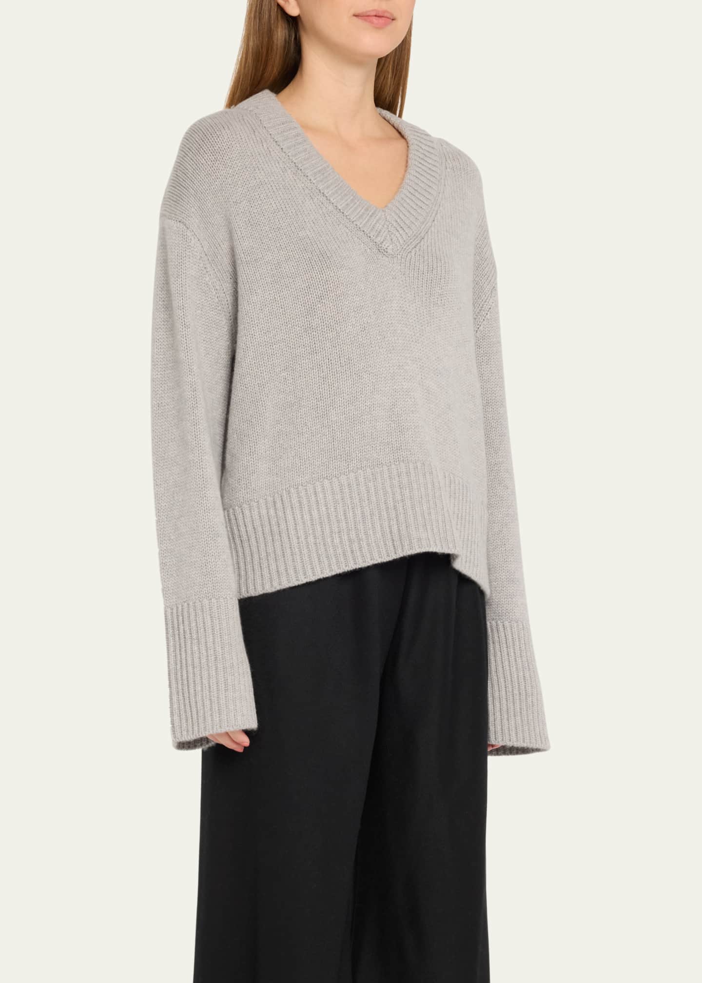 Lisa Yang Aletta V-Neck Cashmere Knit Sweater Image 4 of 5