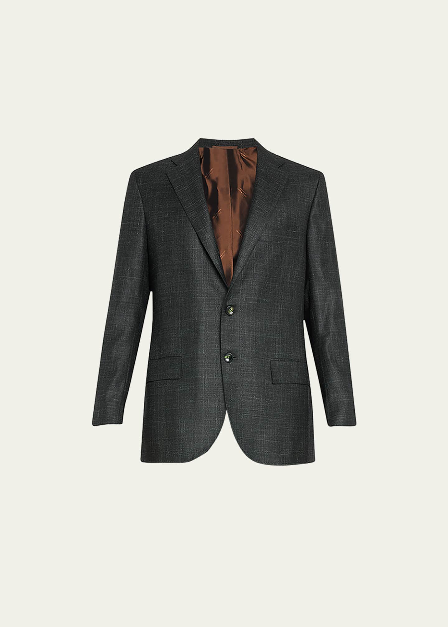 Kiton Men's Cashmere-Silk Plaid Suit Jacket - Bergdorf Goodman