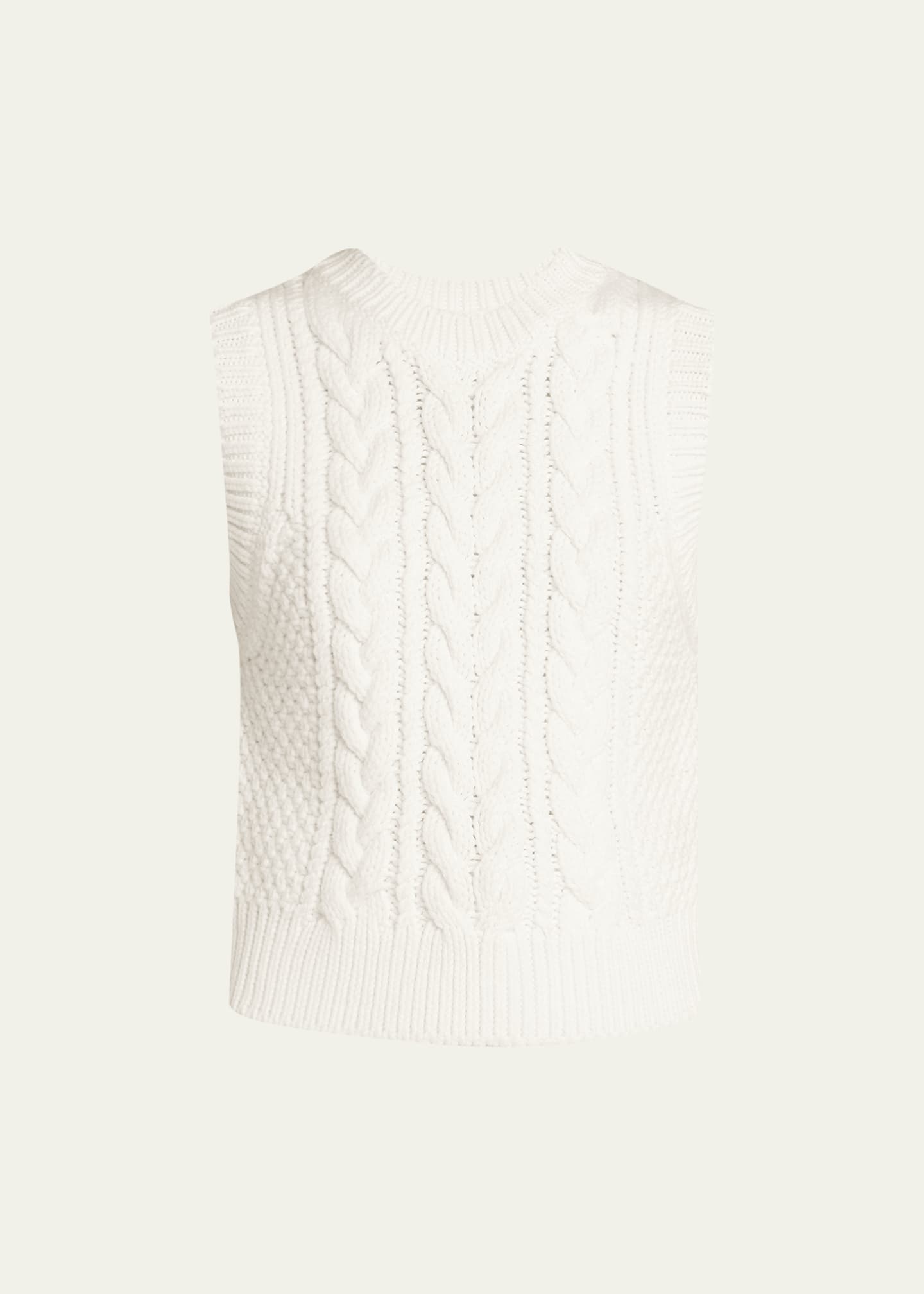 Cecilie Bahnsen Cable Wool Vest with Cutout Back - Bergdorf Goodman