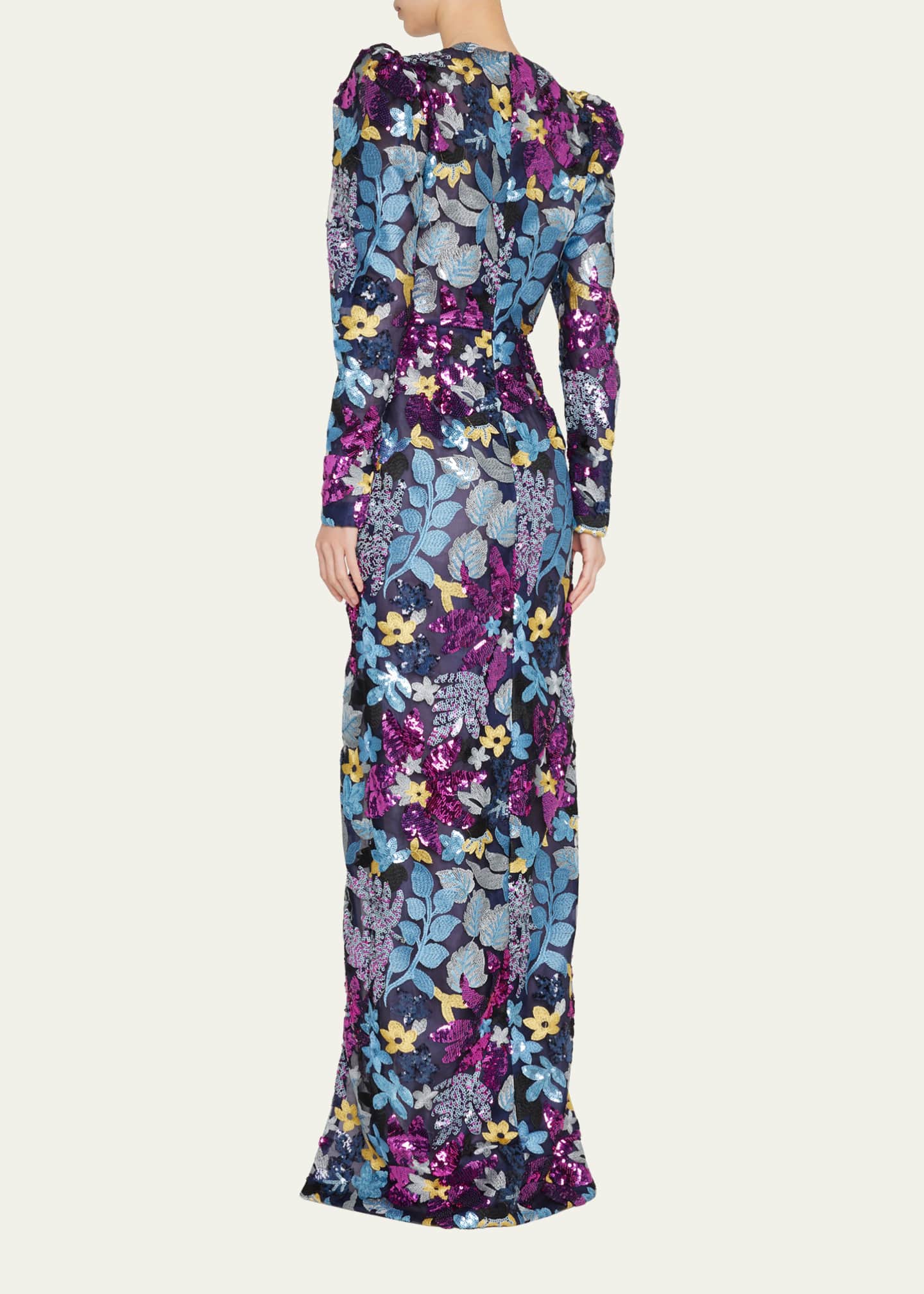 J. Mendel Floral-Embroidered Sequined Column Gown - Bergdorf Goodman