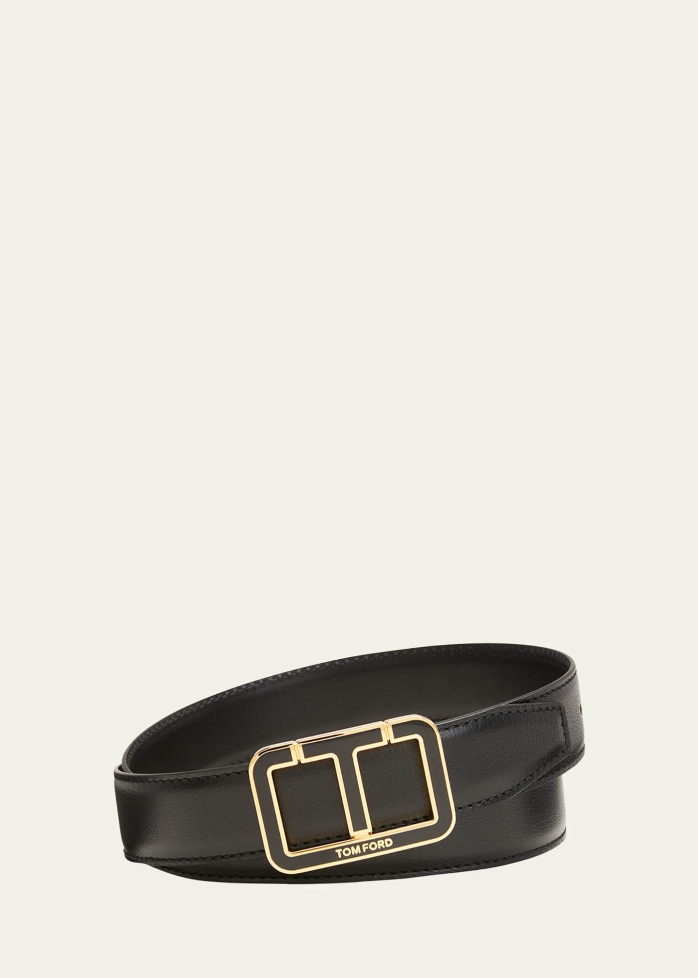TOM FORD Men s T Buckle Grained Leather Belt Bergdorf Goodman