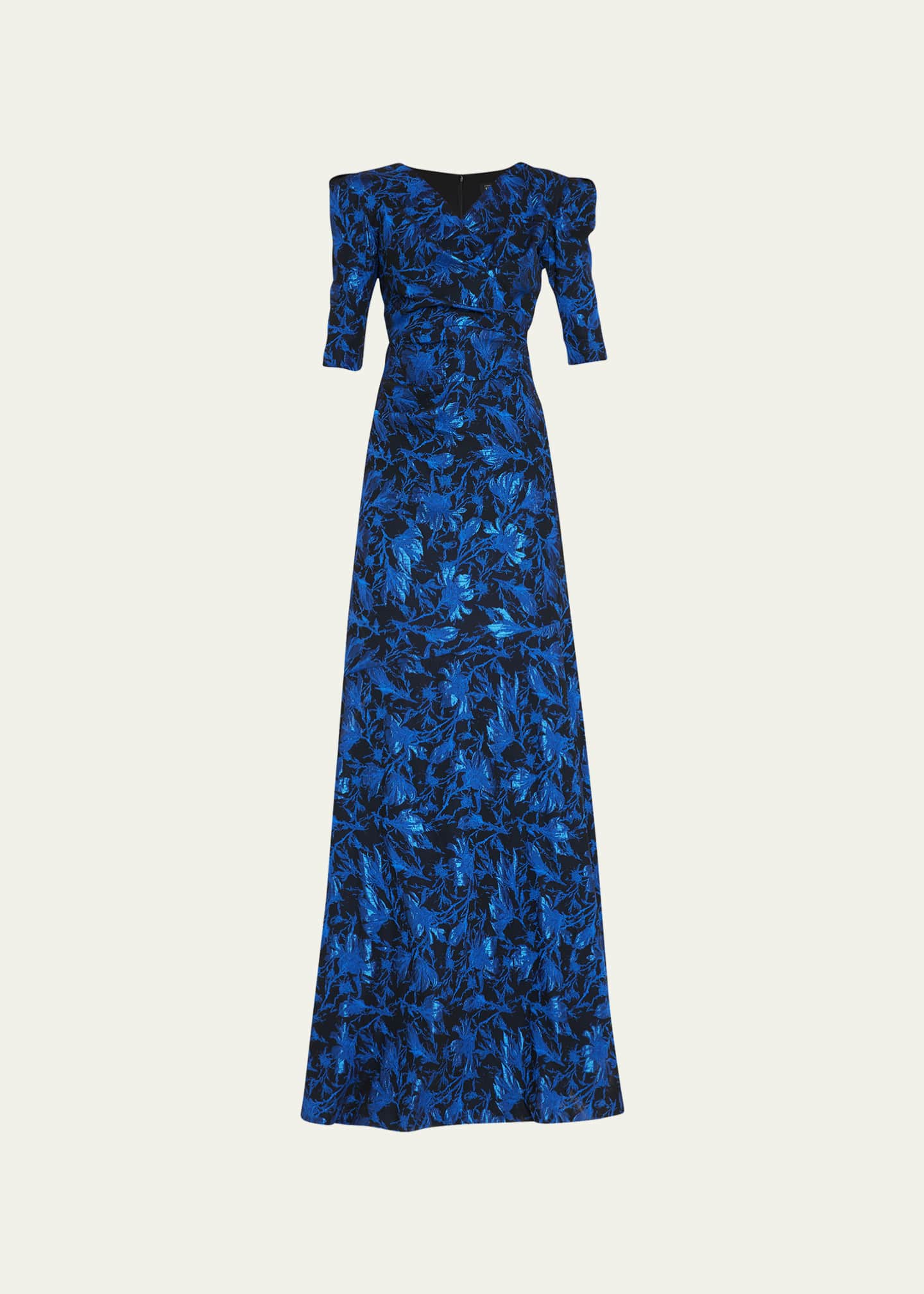 Rickie Freeman for Teri Jon Puff-Shoulder A-Line Jacquard Gown - Bergdorf  Goodman