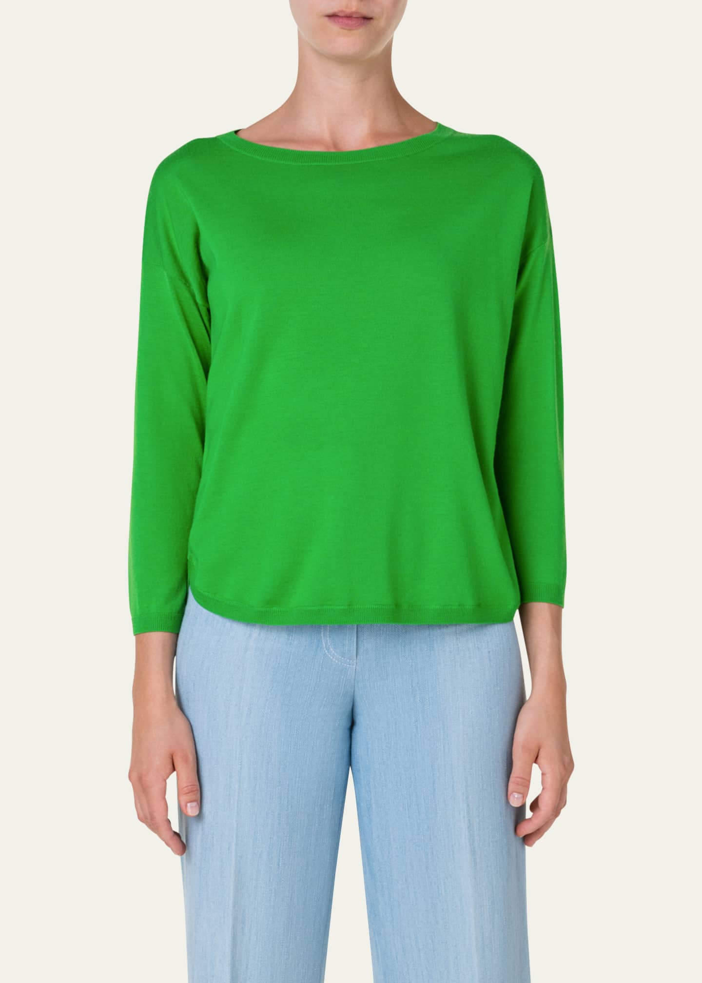 Akris punto Round-Hem Wool Knit Sweater