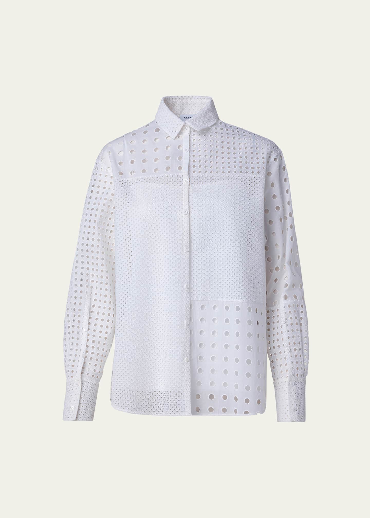 Akris punto Eyelet Embroidered Patchwork Blouse Bergdorf Goodman