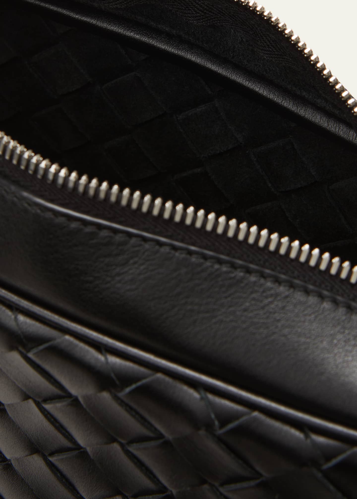 Bottega Veneta Intrecciato Black Leather Zip Rucksack Backpack Bag Mens  Unisex