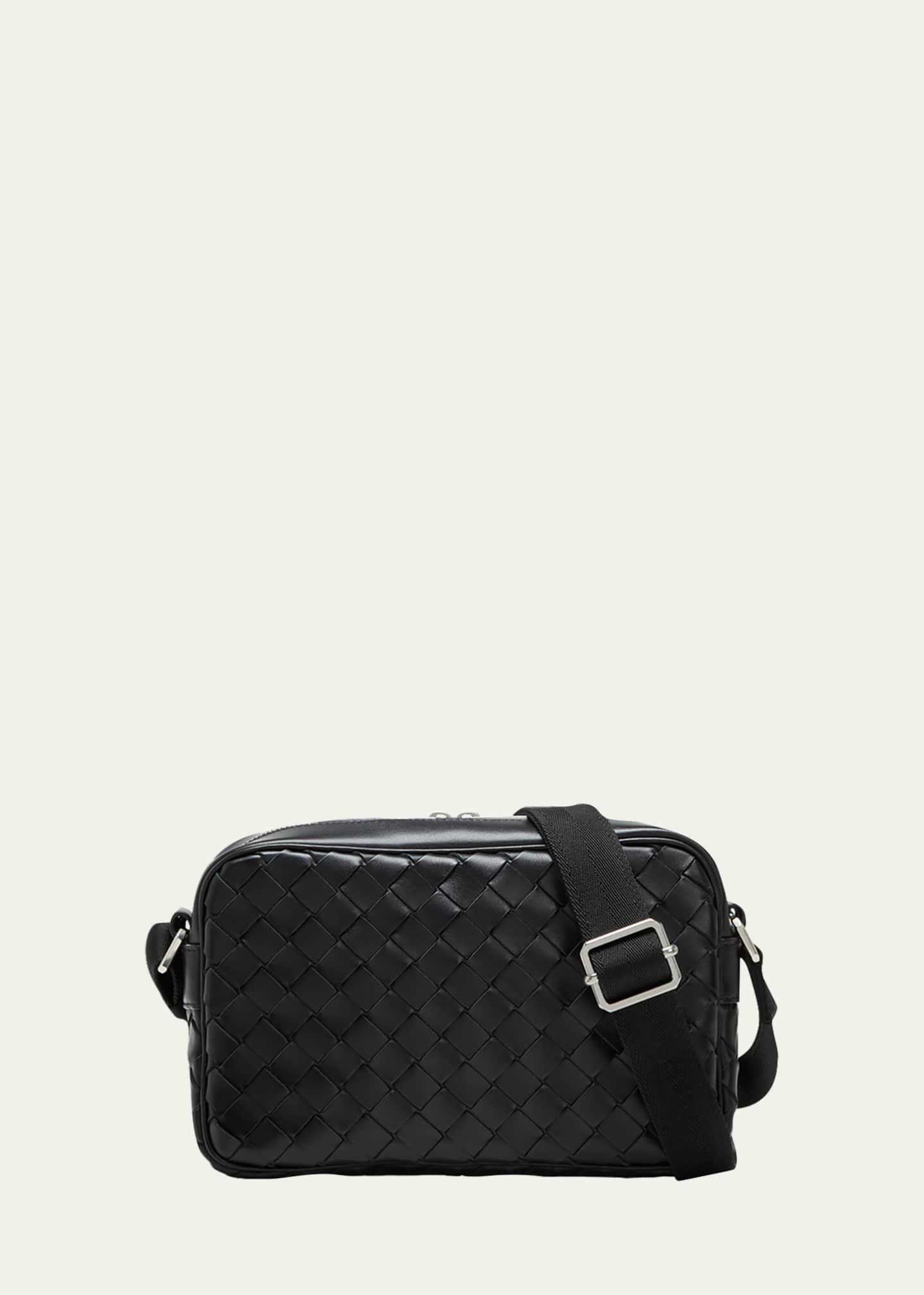 Bottega Veneta - Men - Intrecciato Leather Phone Pouch Black