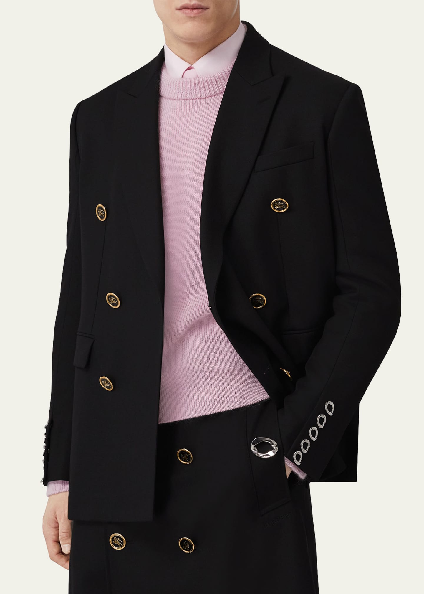 Burberry mens double breasted wool coat cheap